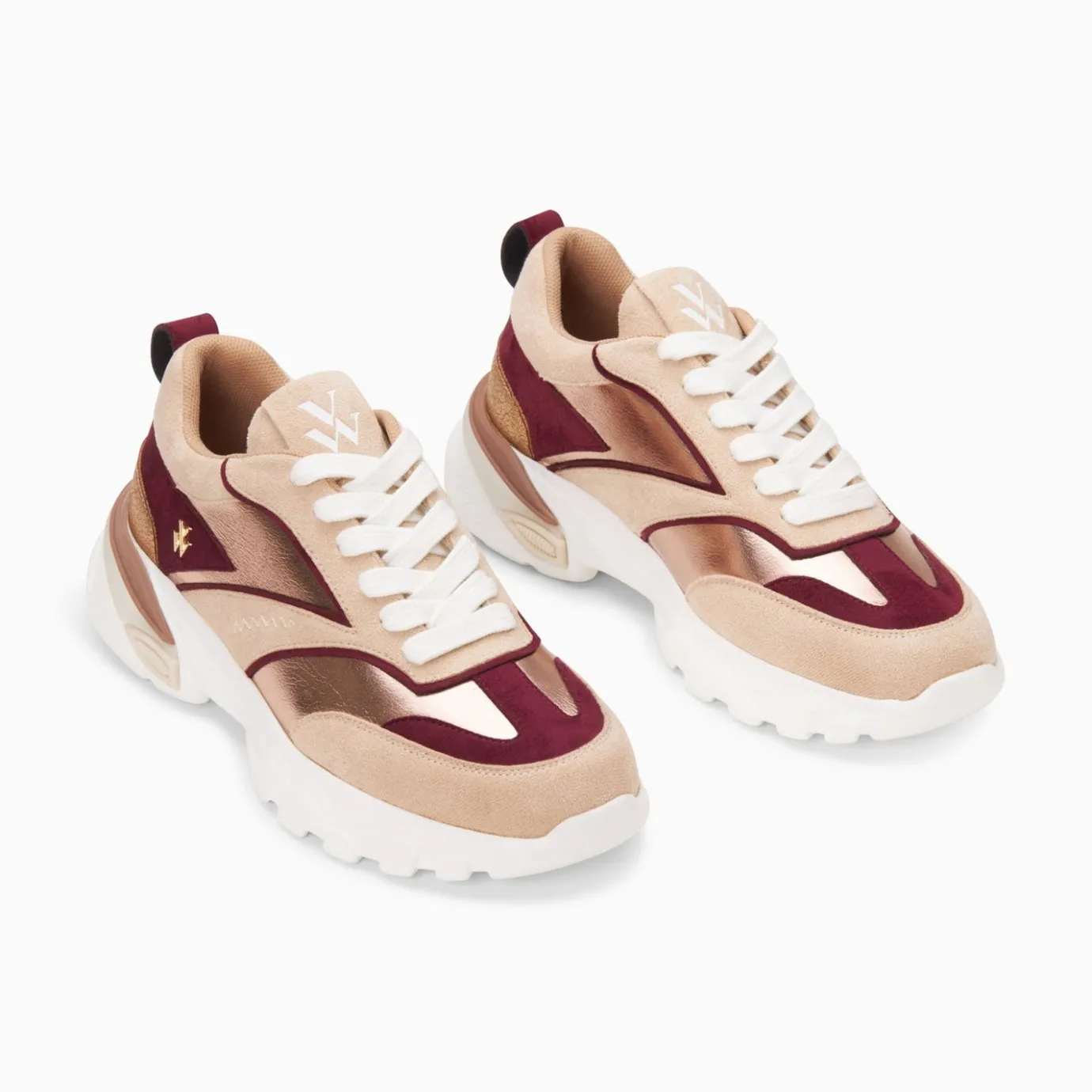 Vanessa Wu Sneakers | Baskets Agnes Beige Et Prune A Semelle Oversize