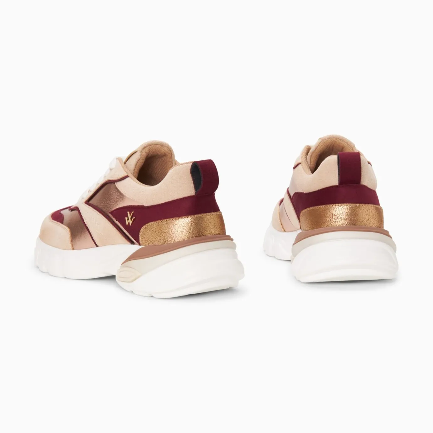 Vanessa Wu Sneakers | Baskets Agnes Beige Et Prune A Semelle Oversize