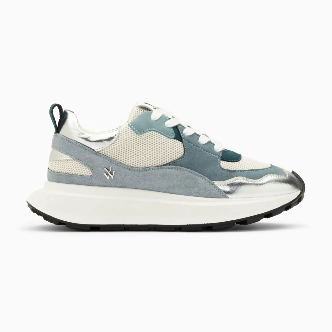 Vanessa Wu Sneakers | Baskets Alice Bleu Et Argent A Semelle Oversize