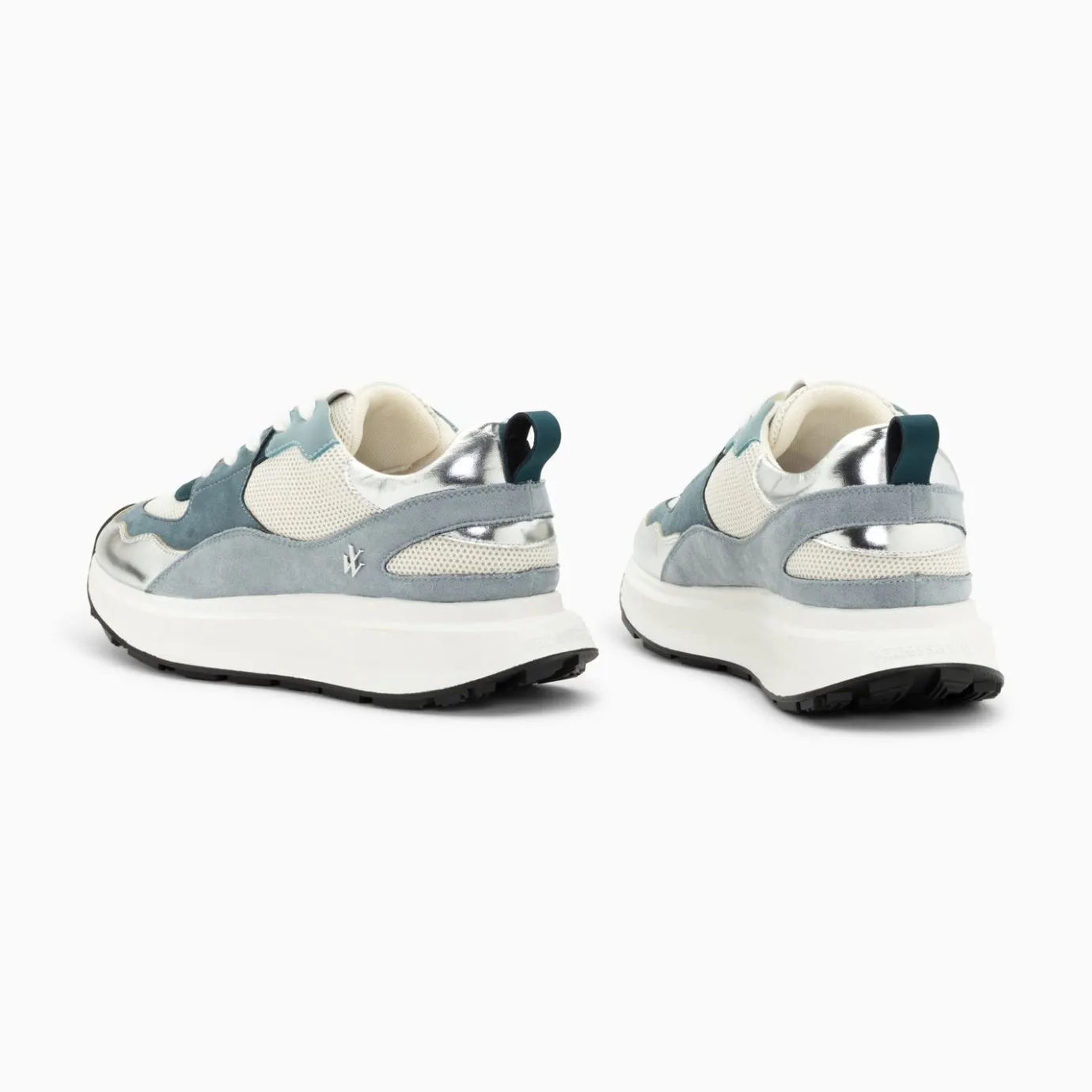 Vanessa Wu Sneakers | Baskets Alice Bleu Et Argent A Semelle Oversize