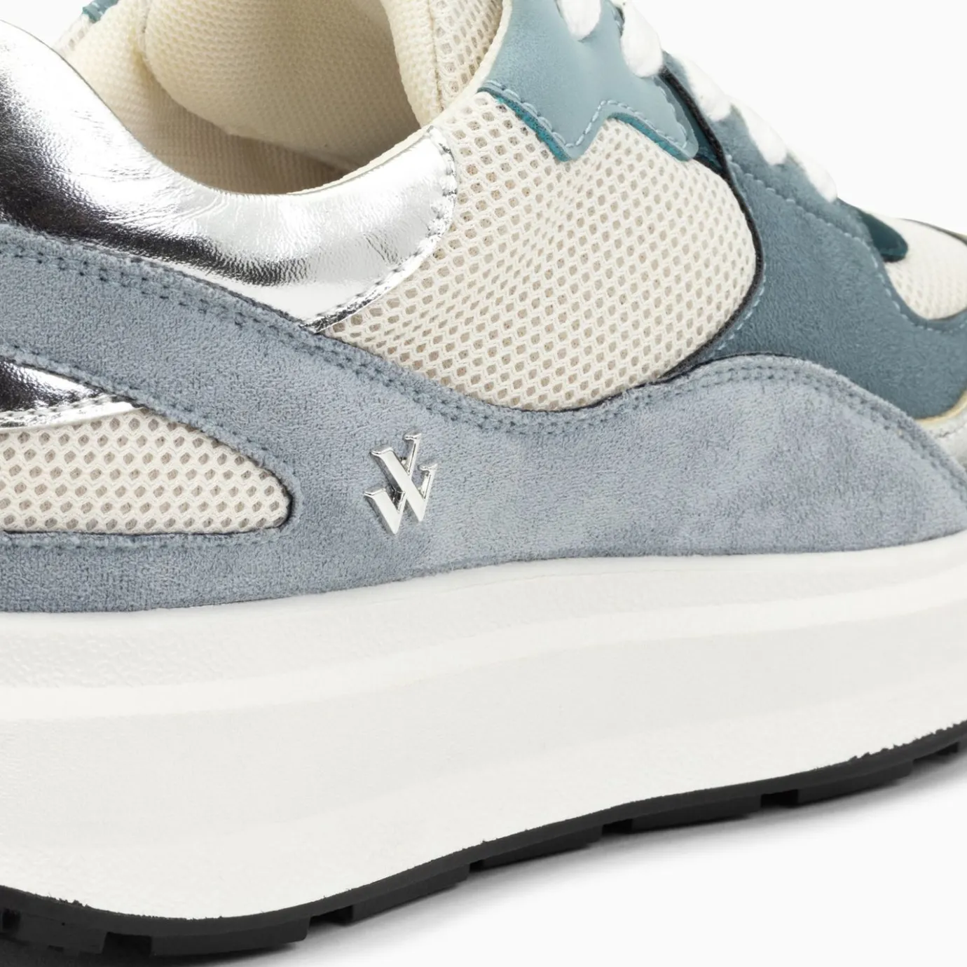 Vanessa Wu Sneakers | Baskets Alice Bleu Et Argent A Semelle Oversize