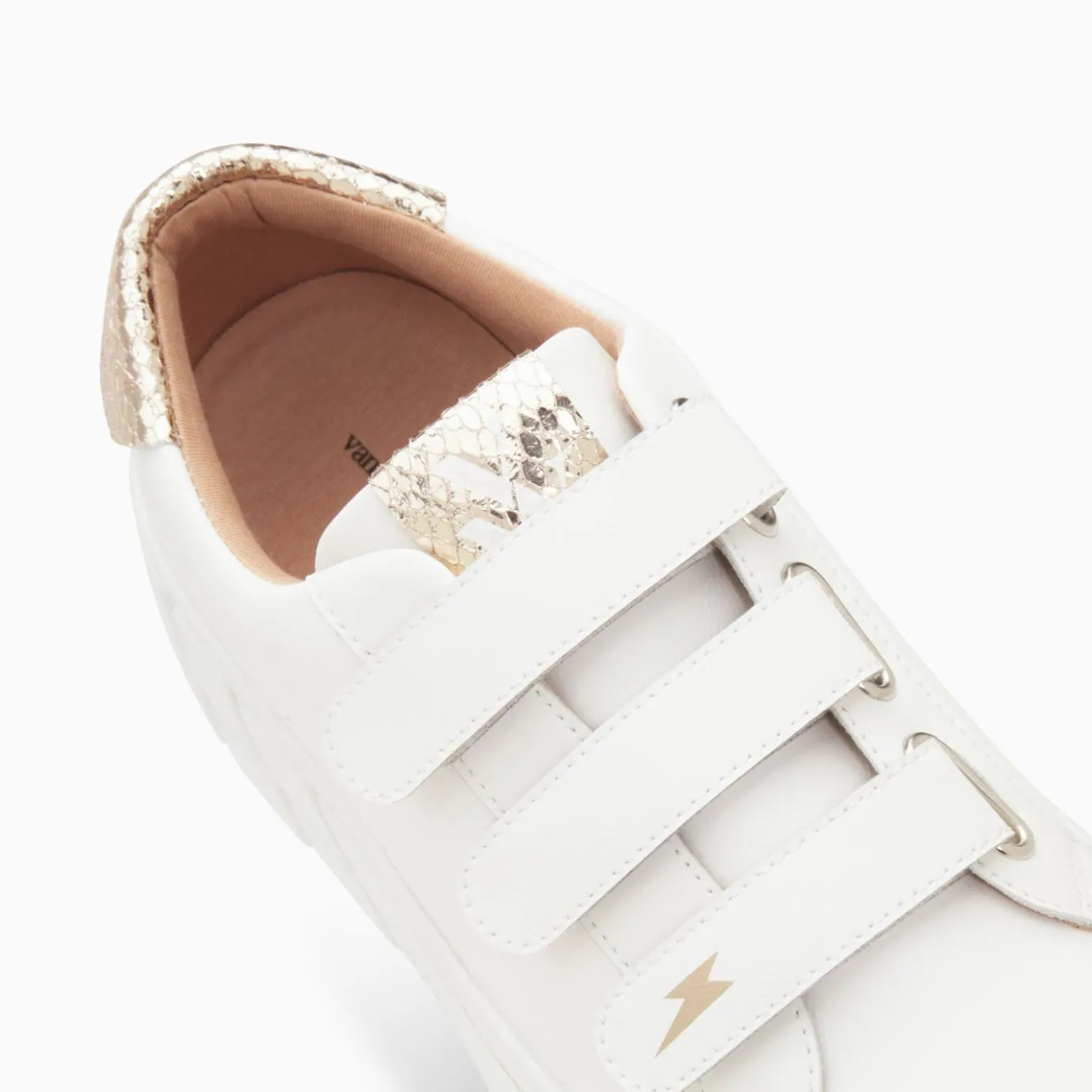 Vanessa Wu Sneakers | Baskets Angela Blanc Et Or Serpent A Plateforme