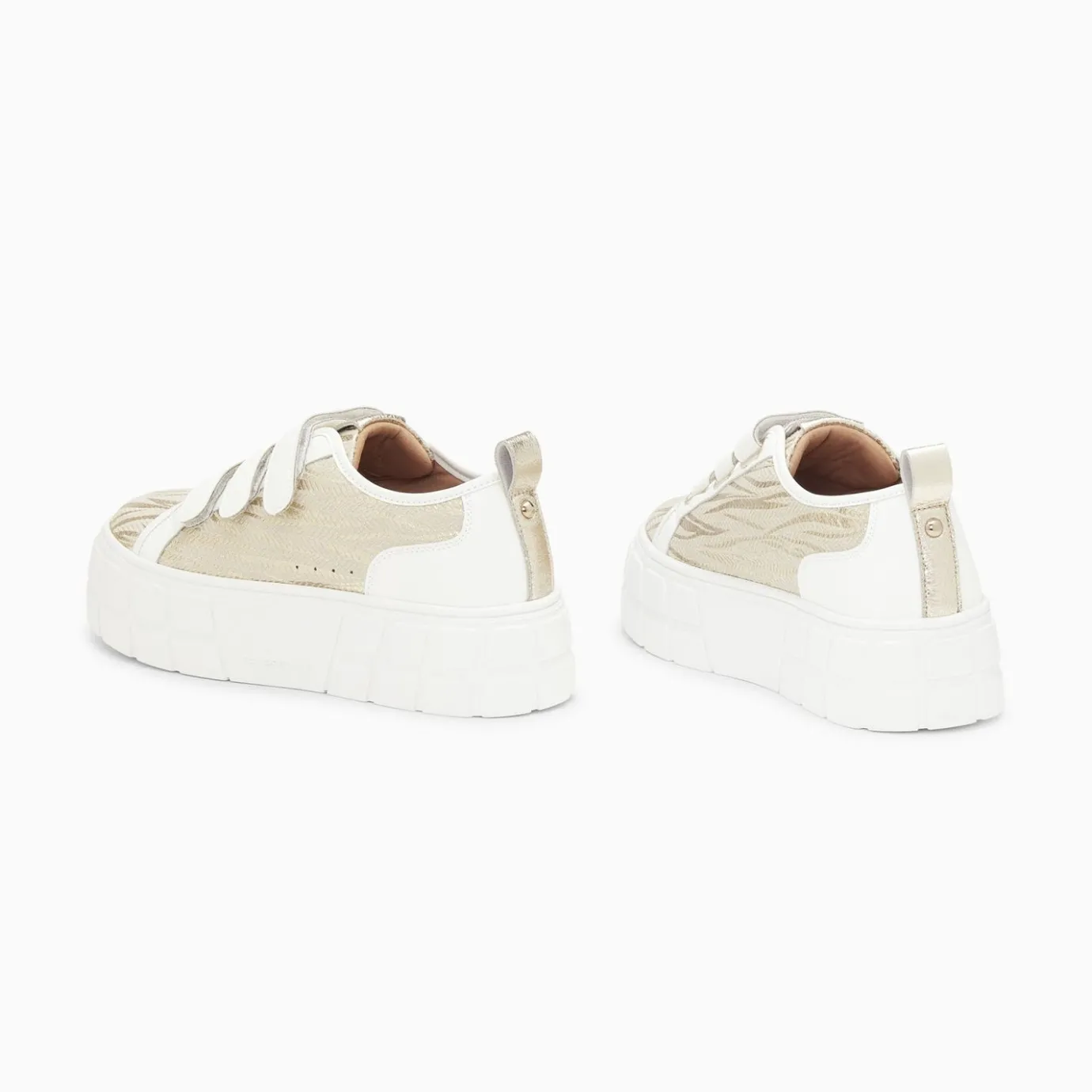 Vanessa Wu Sneakers | Baskets Bridget Beige Et Or Zebre A Plateforme