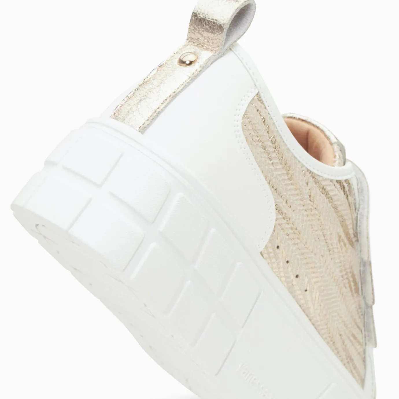 Vanessa Wu Sneakers | Baskets Bridget Beige Et Or Zebre A Plateforme