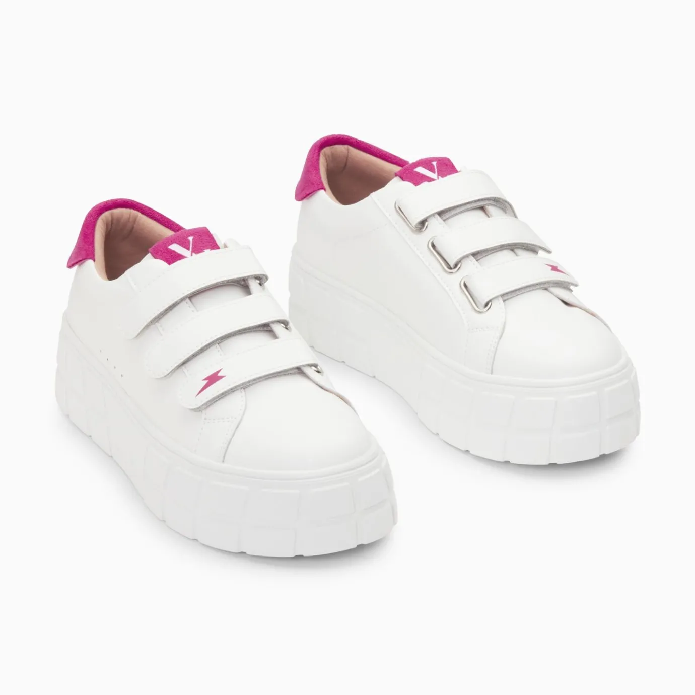 Vanessa Wu Sneakers | Baskets Coraline Blanc Et Fuchsia A Plateforme