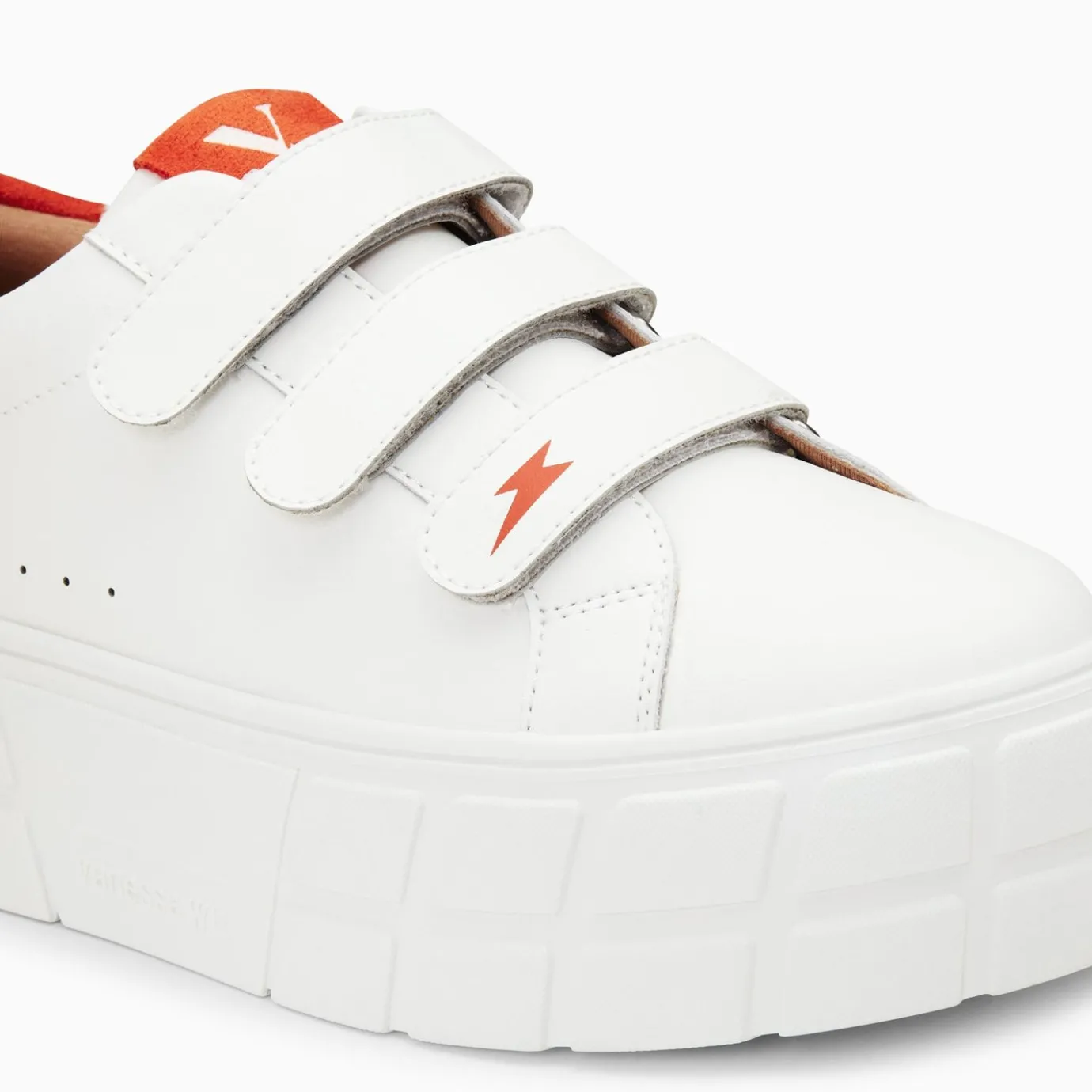 Vanessa Wu Sneakers | Baskets Coraline Blanc Et Orange A Plateforme