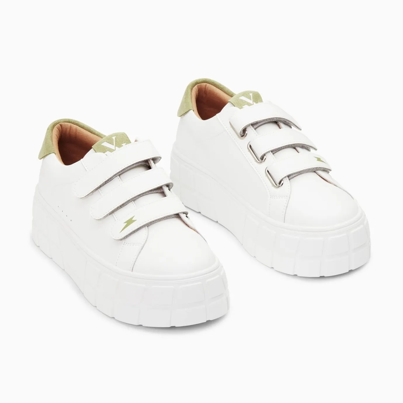 Vanessa Wu Sneakers | Baskets Coraline Blanc Et Vert A Plateforme