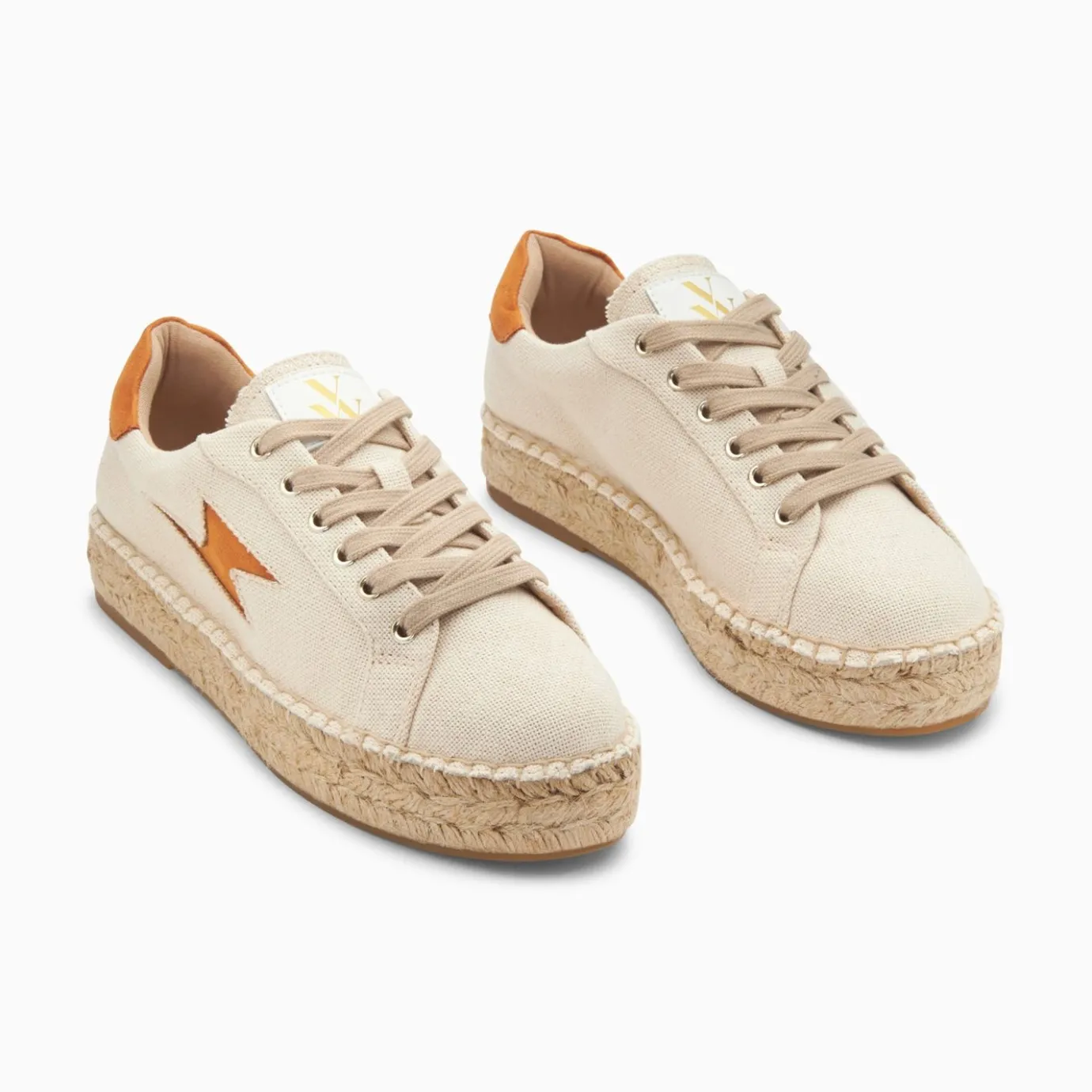 Vanessa Wu Sneakers | Baskets Eclair April Beige Et Orange A Semelle Espadrille
