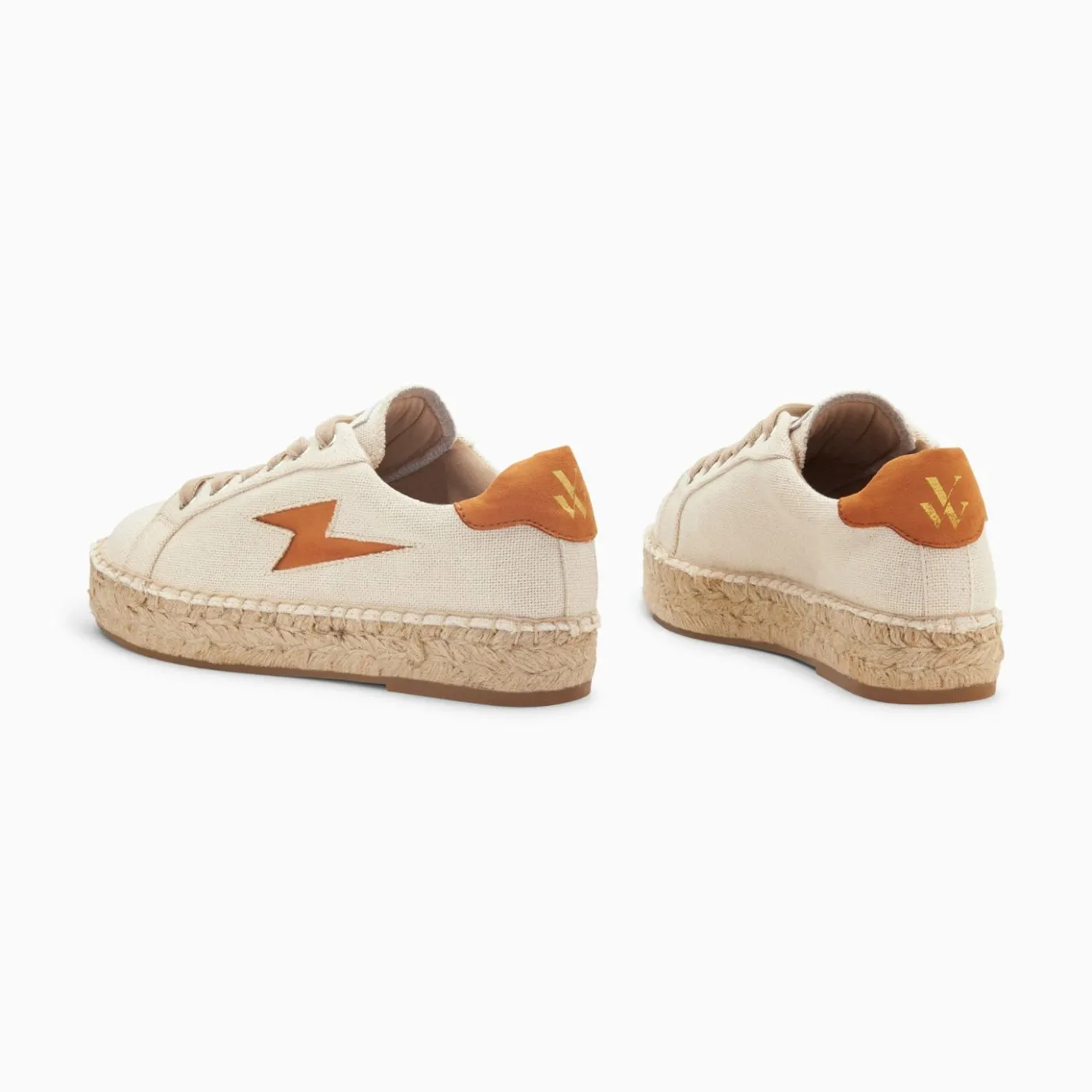 Vanessa Wu Sneakers | Baskets Eclair April Beige Et Orange A Semelle Espadrille