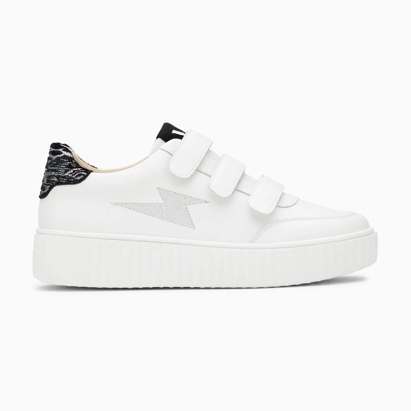 Vanessa Wu Sneakers | Baskets Eclair Damia Blanc Et Noir Imprime Zebre A Scratchs