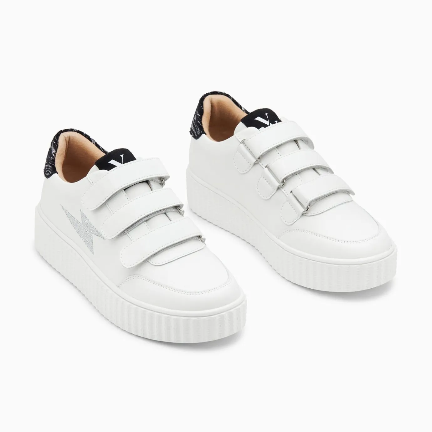 Vanessa Wu Sneakers | Baskets Eclair Damia Blanc Et Noir Imprime Zebre A Scratchs