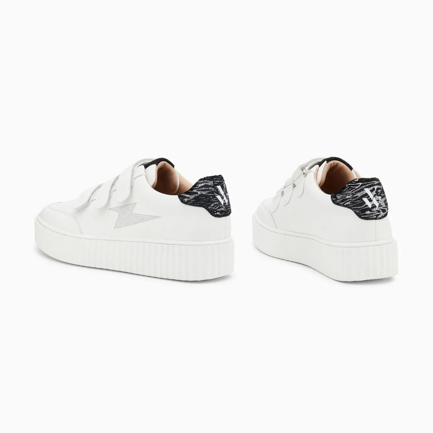 Vanessa Wu Sneakers | Baskets Eclair Damia Blanc Et Noir Imprime Zebre A Scratchs
