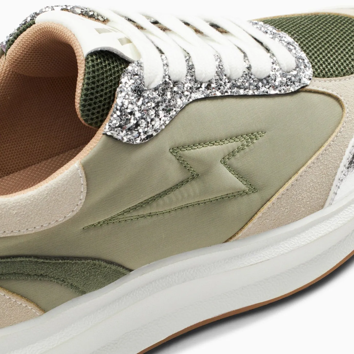 Vanessa Wu Sneakers | Baskets Eclair Esther Kaki Et Argent A Semelle Oversize