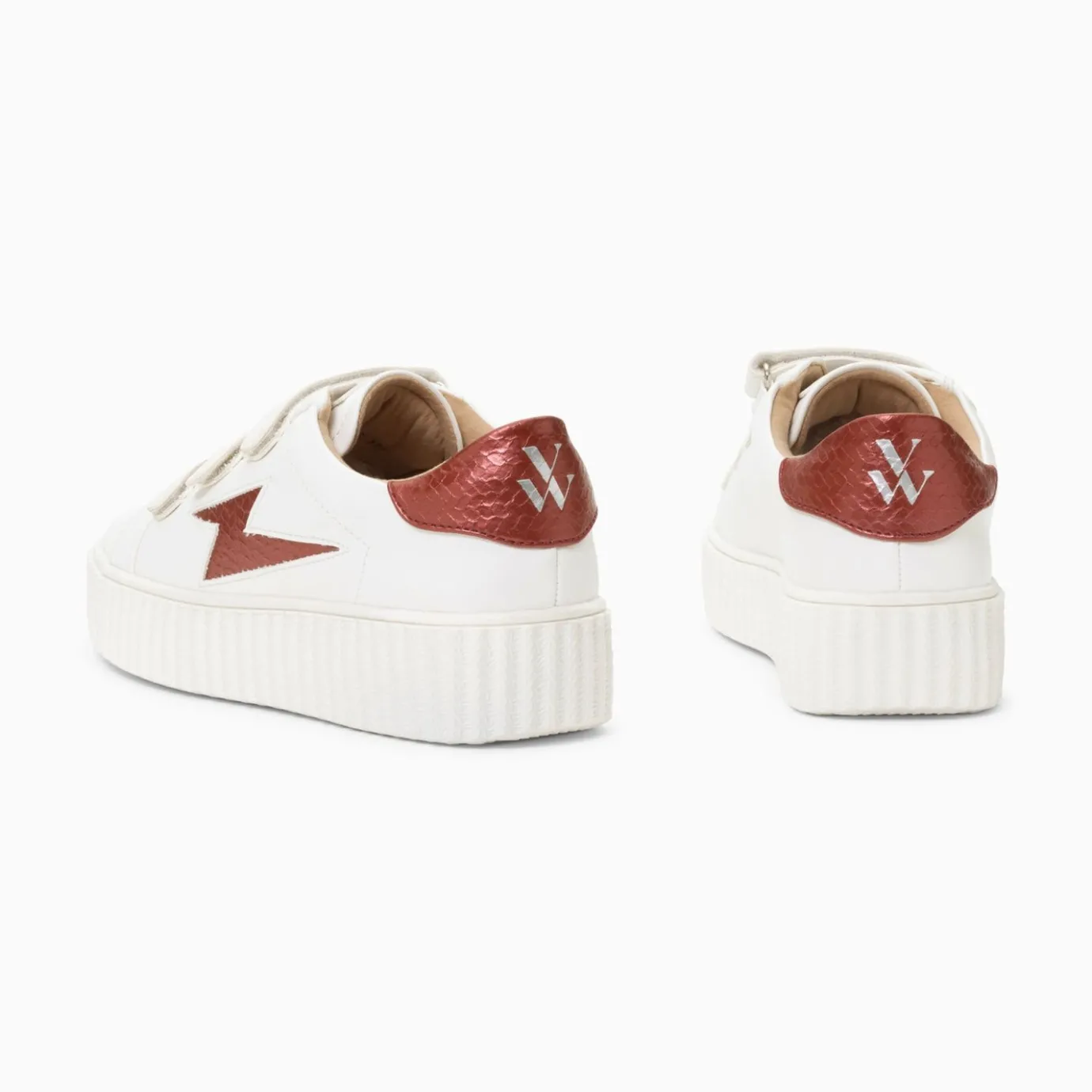 Vanessa Wu Sneakers | Baskets Eclair Eva Blanc Et Bordeaux Serpent A Scratchs