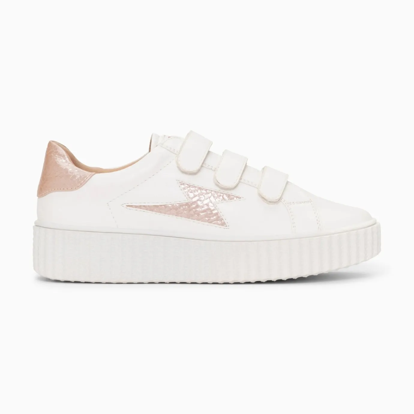 Vanessa Wu Sneakers | Baskets Eclair Eva Blanc Et Rose Gold Serpent A Scratchs