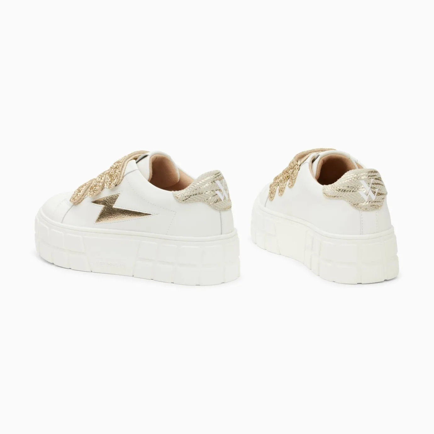 Vanessa Wu Sneakers | Baskets Eclair Eve Blanc Et Or A Plateforme