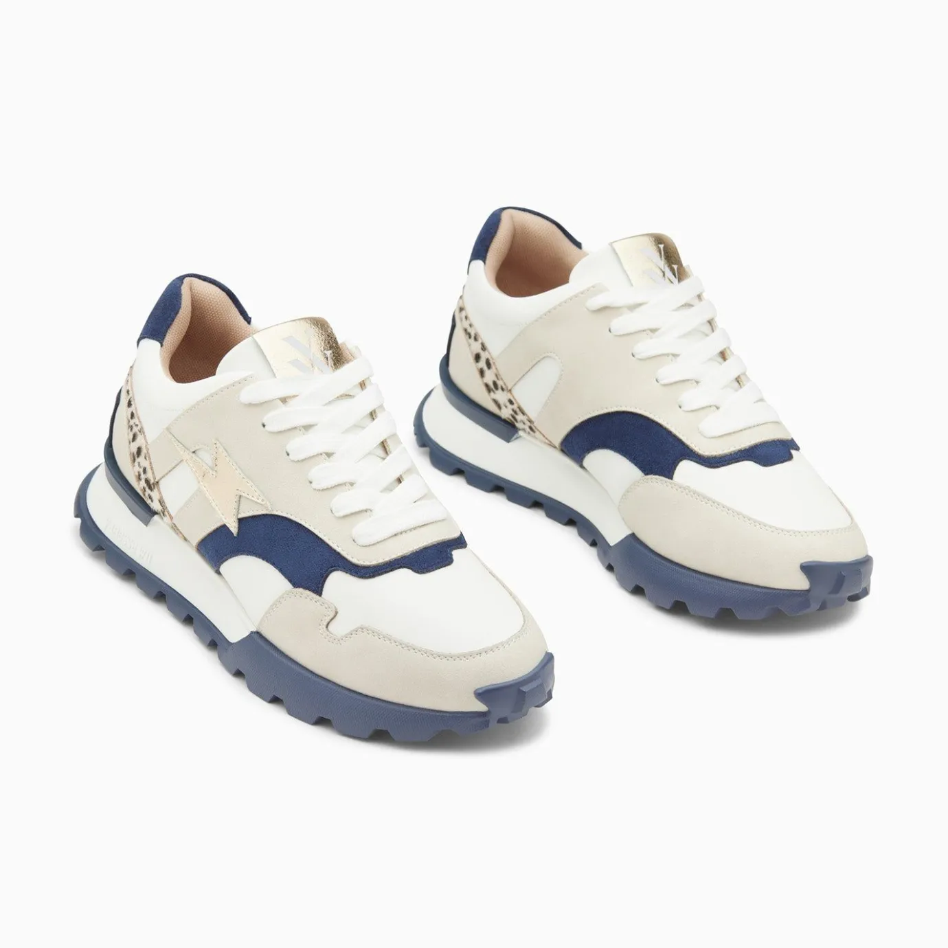 Vanessa Wu Sneakers | Baskets Eclair Liena Bleu Et Or A Semelle Running