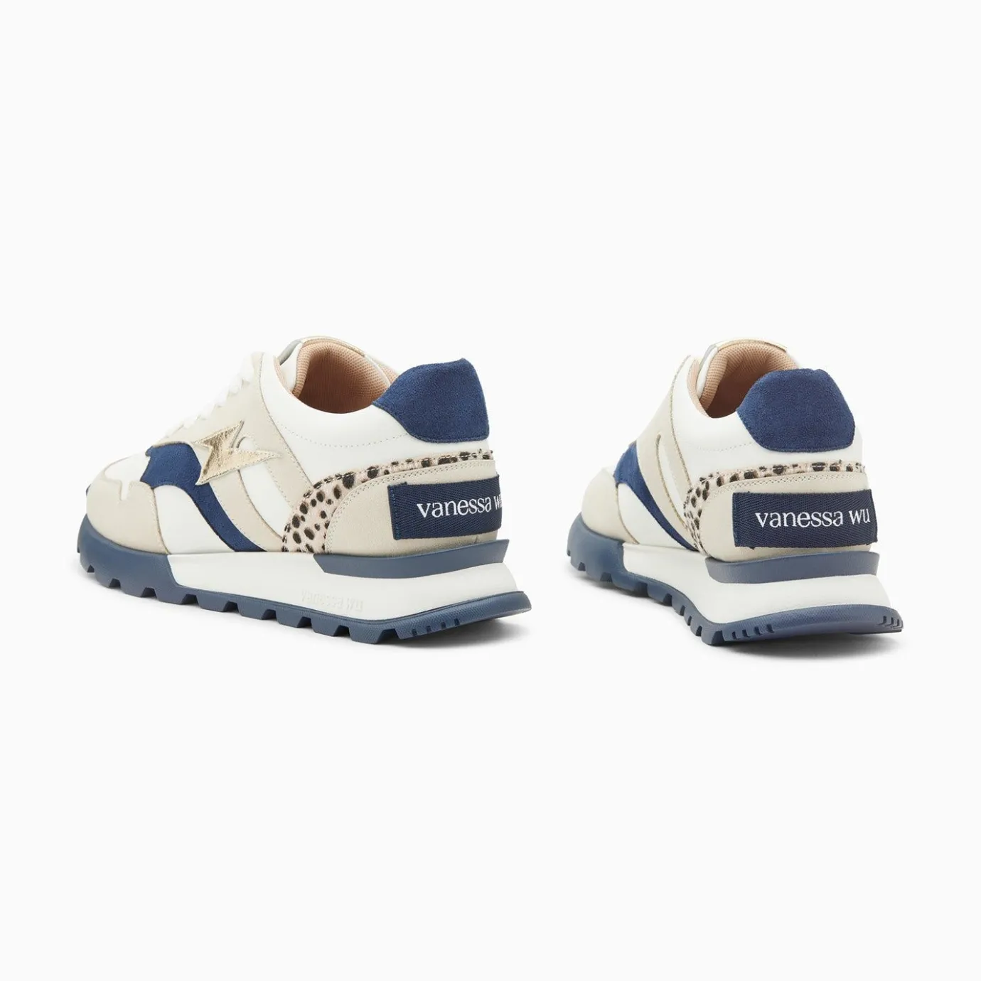 Vanessa Wu Sneakers | Baskets Eclair Liena Bleu Et Or A Semelle Running