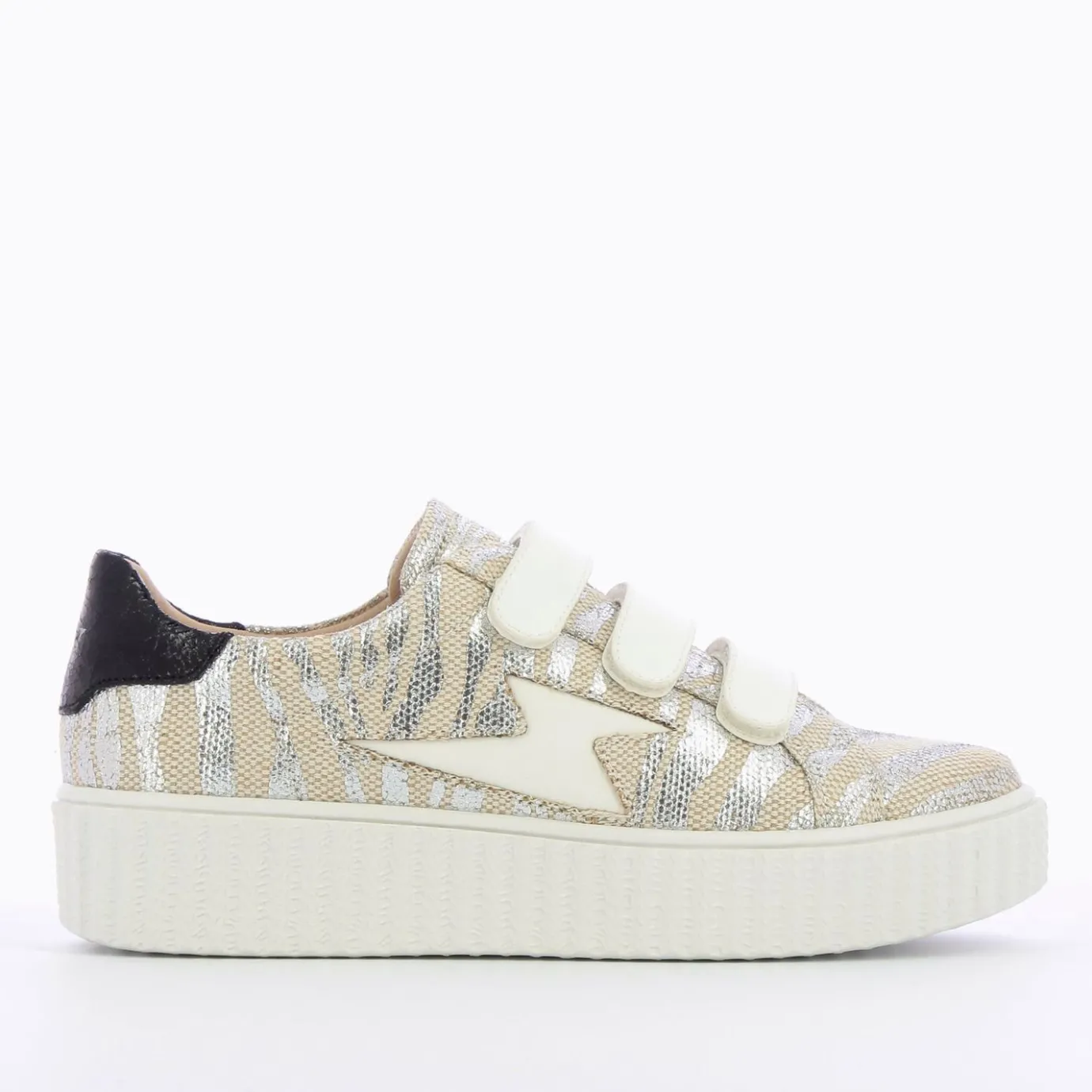 Vanessa Wu Sneakers | Baskets Eclair Lindsey Effet Toile De Jute Beige Et Argent