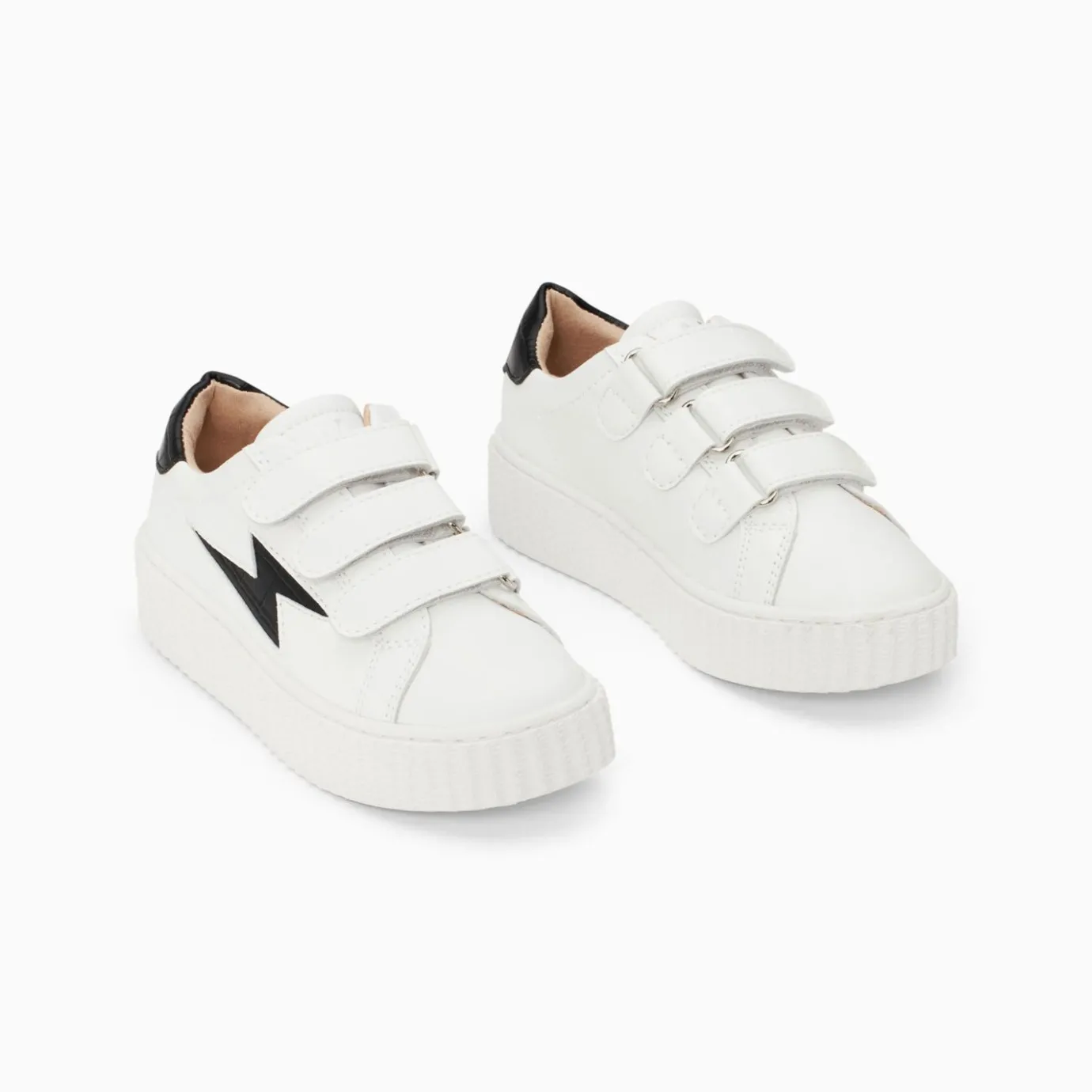 Vanessa Wu Sneakers | Baskets Eclair Mini Elsa Blanc Et Noir Croco A Scratchs