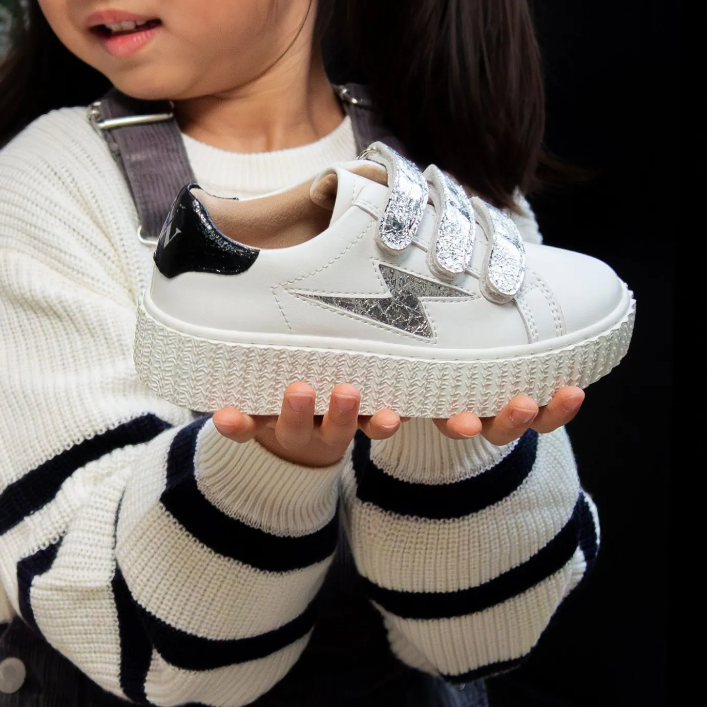 Vanessa Wu Sneakers | Baskets Eclair Mini Marilou Blanc Et Argent A Scratchs