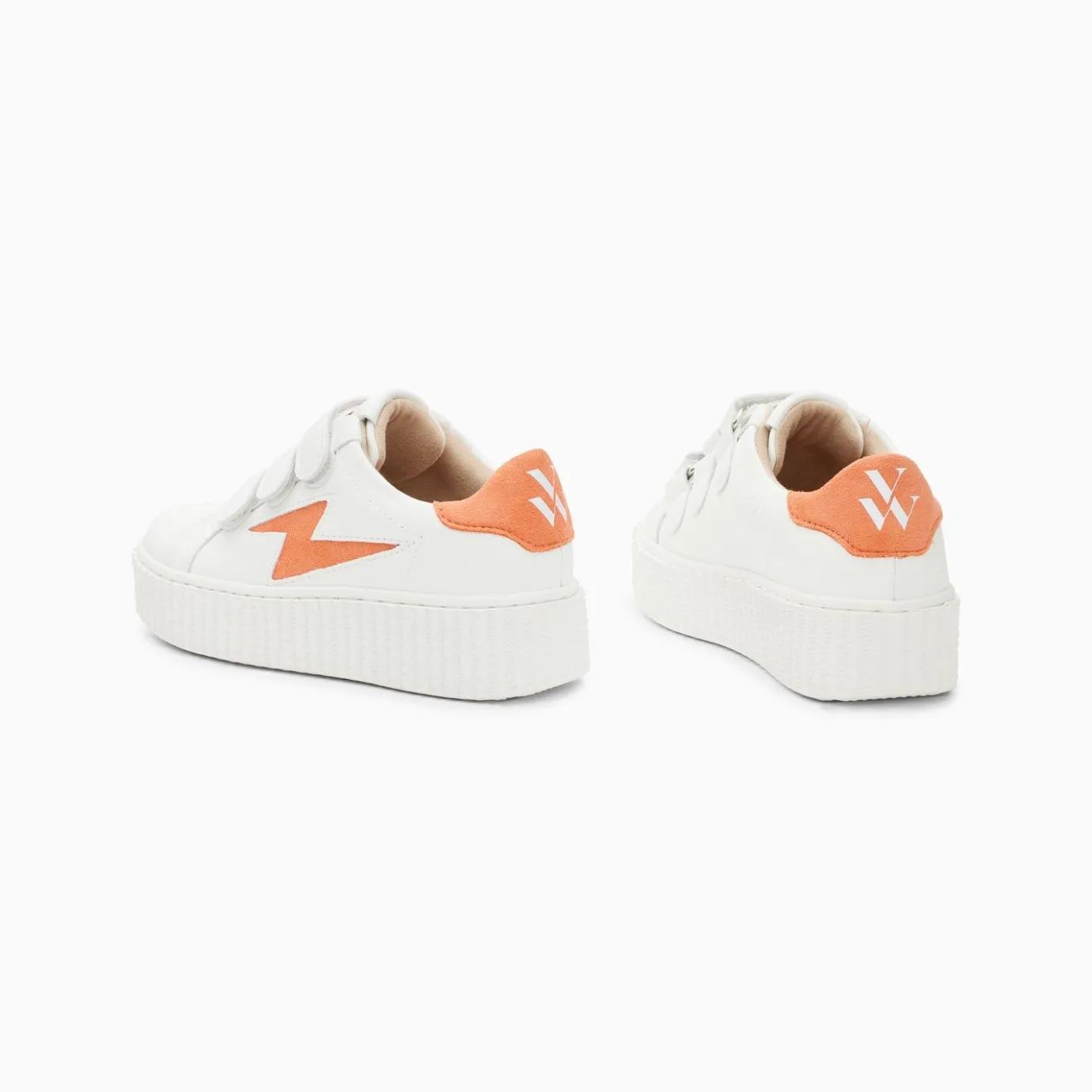 Vanessa Wu Sneakers | Baskets Eclair Mini Vicky Blanc Et Orange A Scratchs