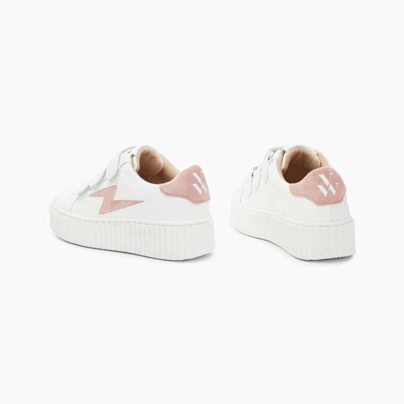 Vanessa Wu Sneakers | Baskets Eclair Mini Vicky Blanc Et Vieux Rose A Scratchs