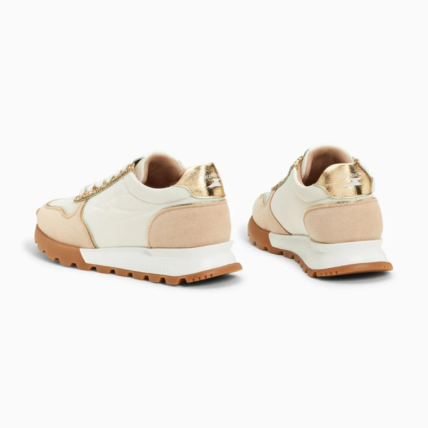 Vanessa Wu Sneakers | Baskets Eclair Paola Beige Et Or A Semelle Running