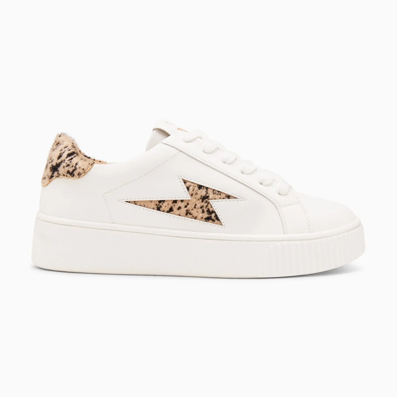 Vanessa Wu Sneakers | Baskets Eclair Tiff Blanc Et Beige Imprime Guepard A Lacets