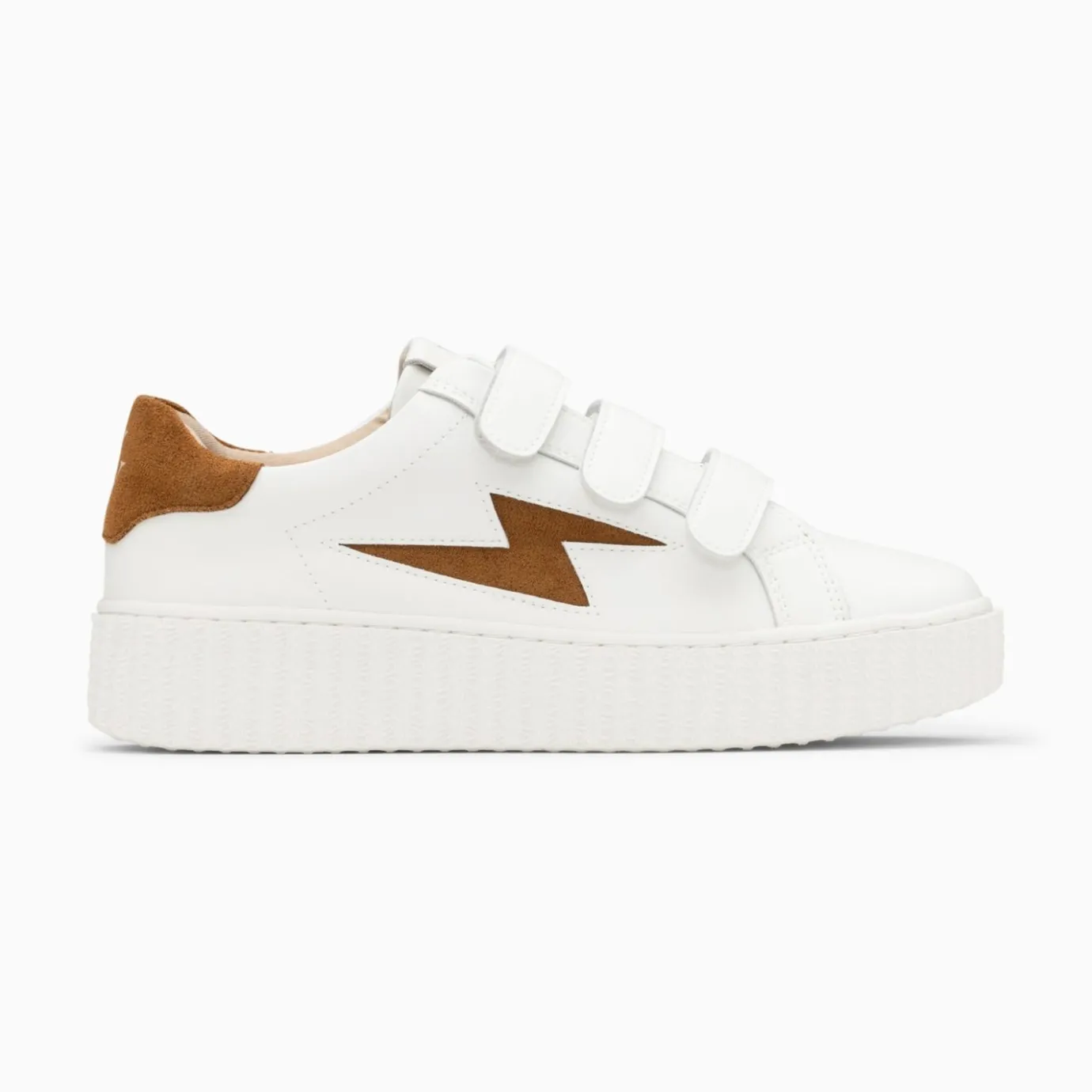 Vanessa Wu Sneakers | Baskets Eclair Vicky Blanc Et Camel A Scratchs