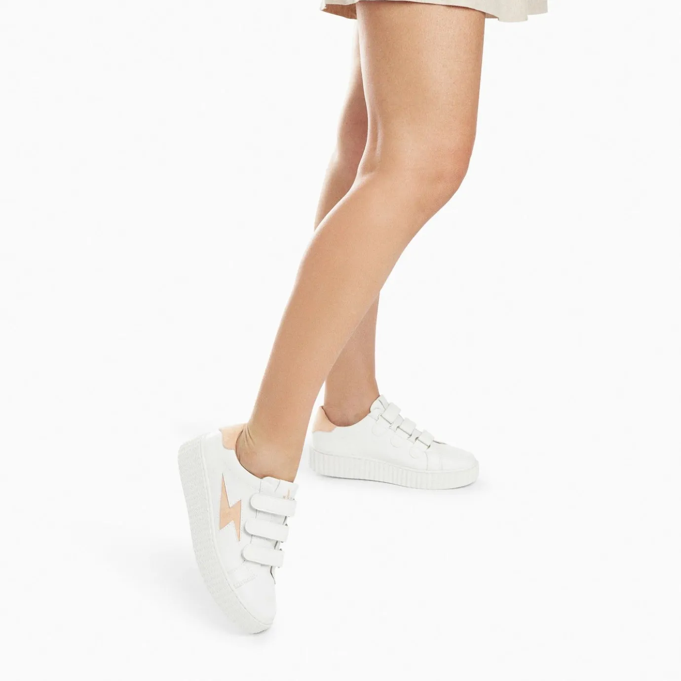 Vanessa Wu Sneakers | Baskets Eclair Vicky Blanc Et Orange Peche A Scratchs