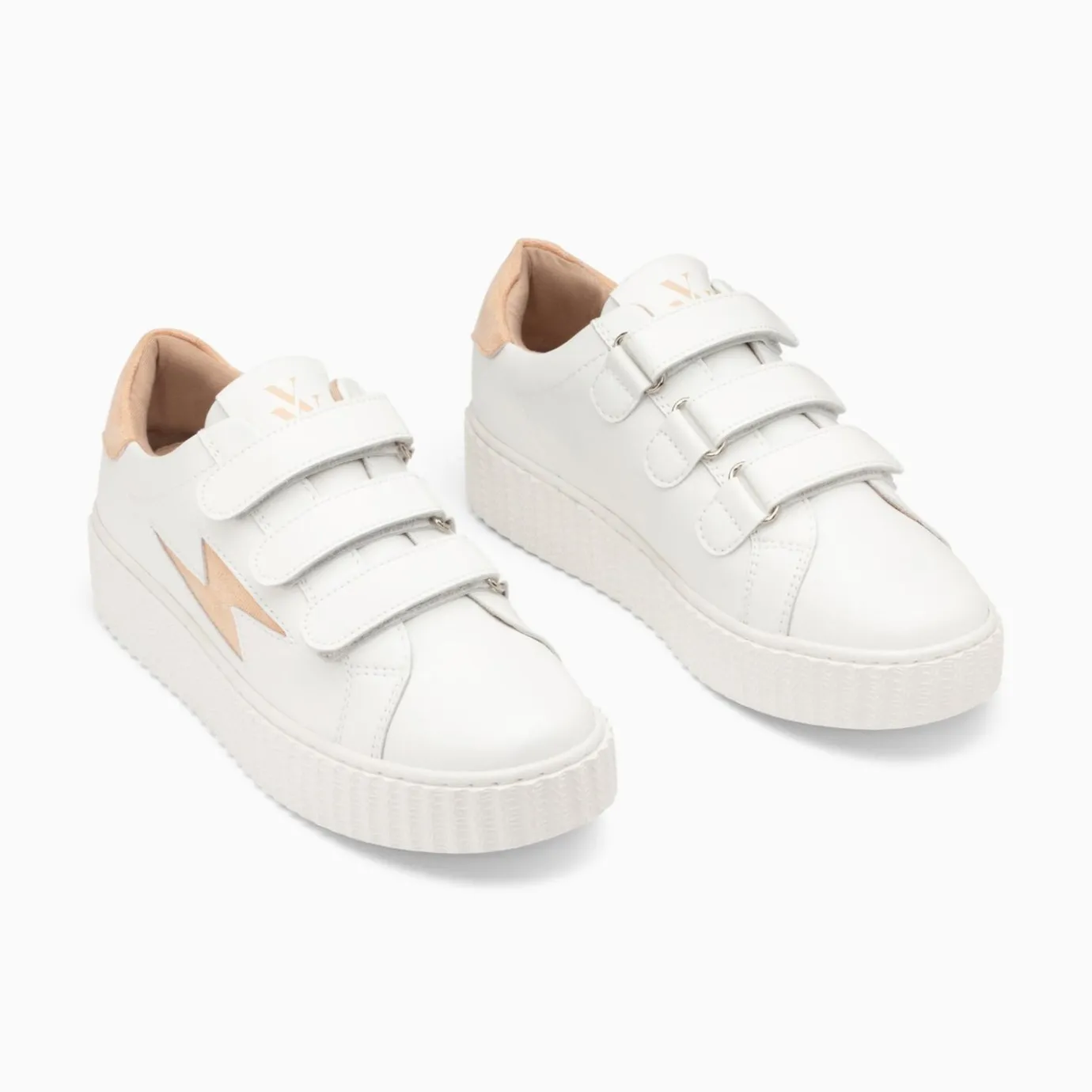 Vanessa Wu Sneakers | Baskets Eclair Vicky Blanc Et Orange Peche A Scratchs