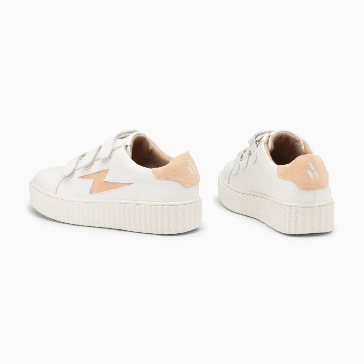 Vanessa Wu Sneakers | Baskets Eclair Vicky Blanc Et Orange Peche A Scratchs
