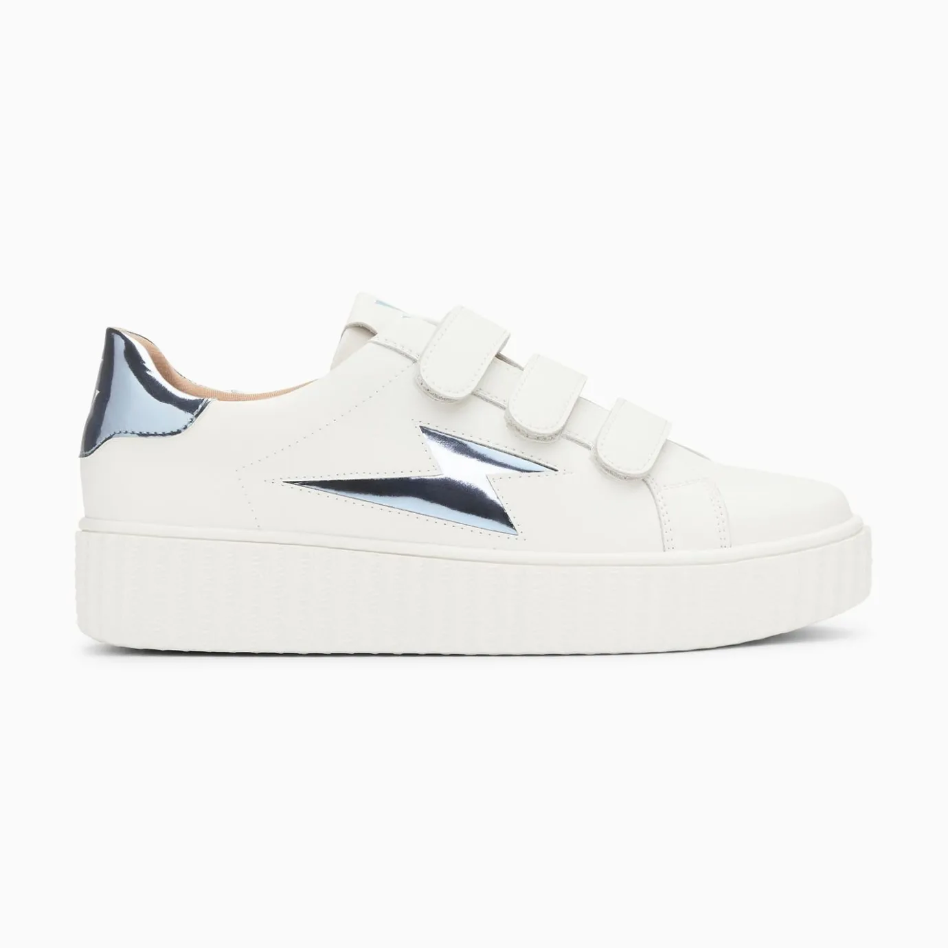 Vanessa Wu Sneakers | Baskets Eclair Willow Blanc Et Bleu Effet Miroir A Scratchs
