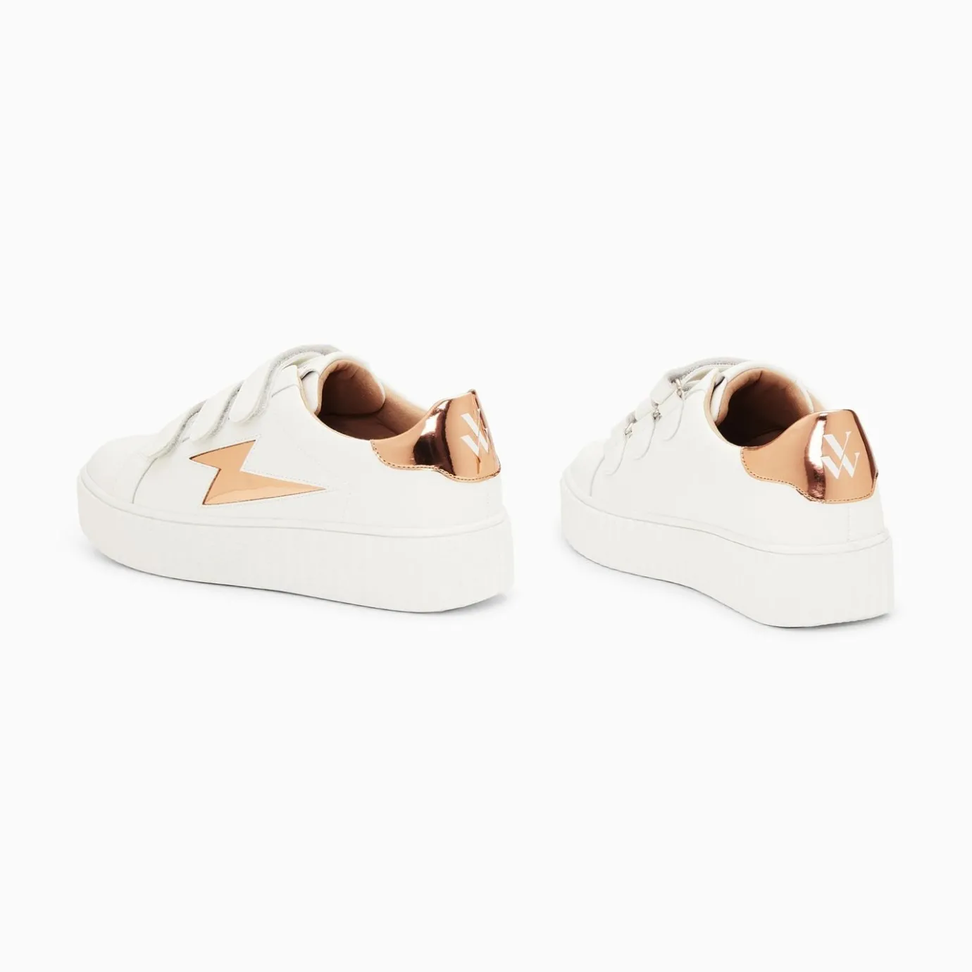 Vanessa Wu Sneakers | Baskets Eclair Willow Blanc Et Bronze Effet Miroir A Scratchs