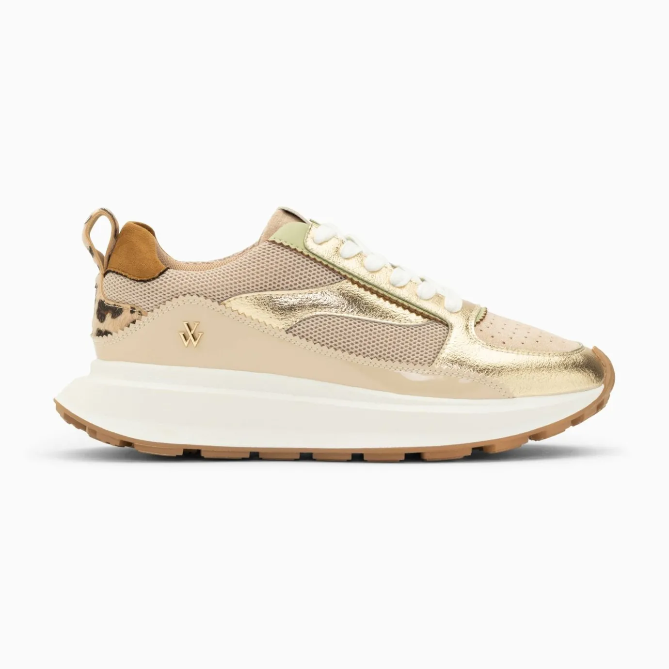 Vanessa Wu Sneakers | Baskets Emma Or Et Beige A Semelle Oversize