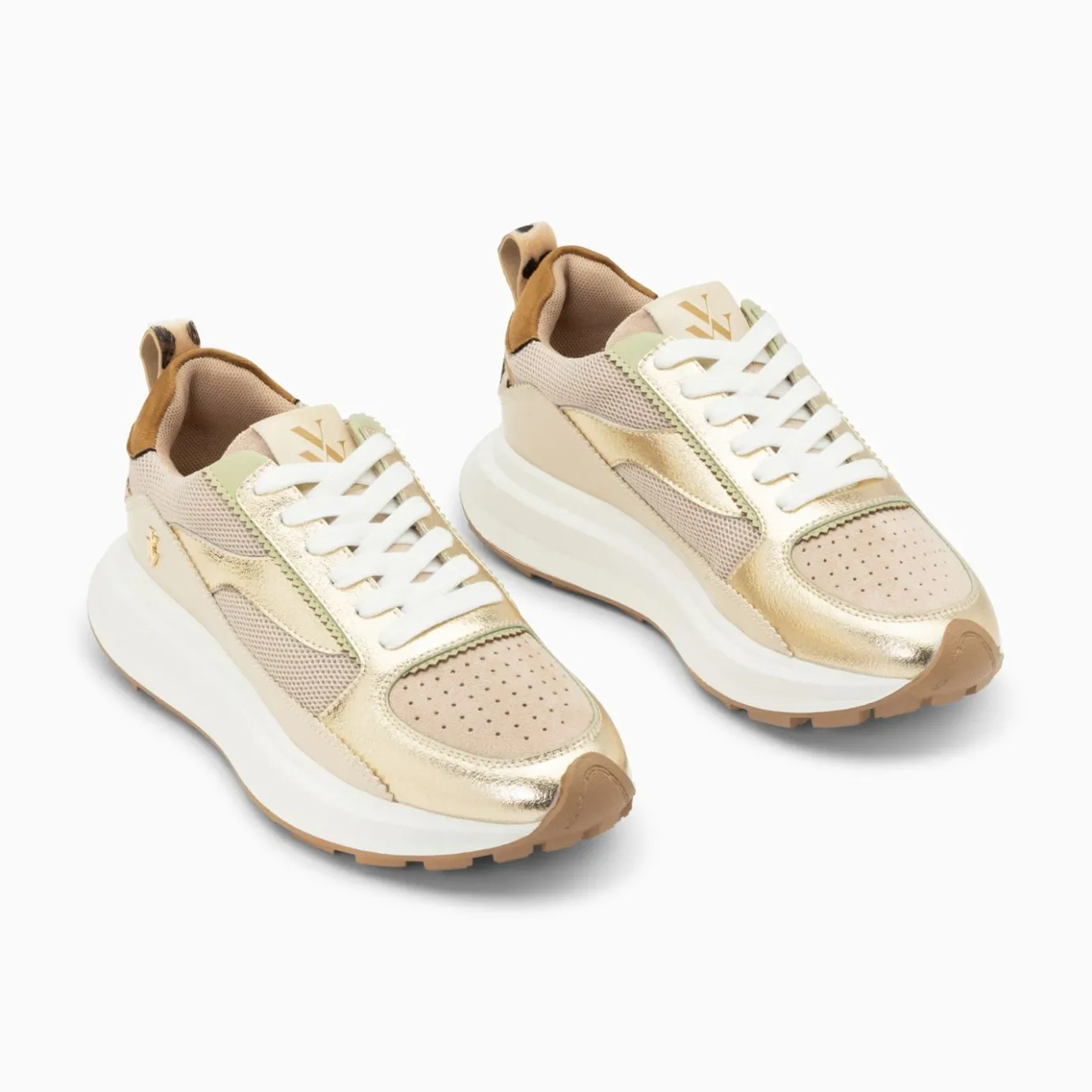 Vanessa Wu Sneakers | Baskets Emma Or Et Beige A Semelle Oversize