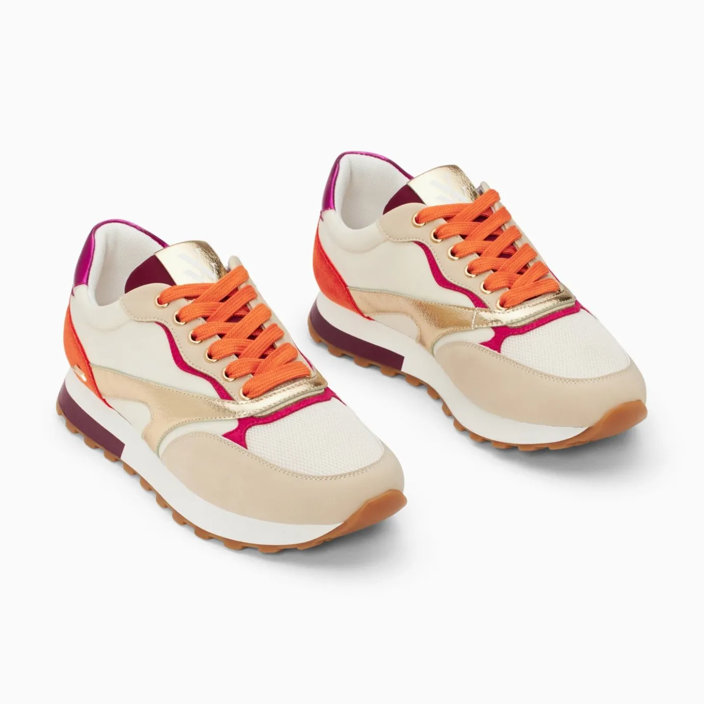 Vanessa Wu Sneakers | Baskets Jade Or Et Orange A Semelle Running