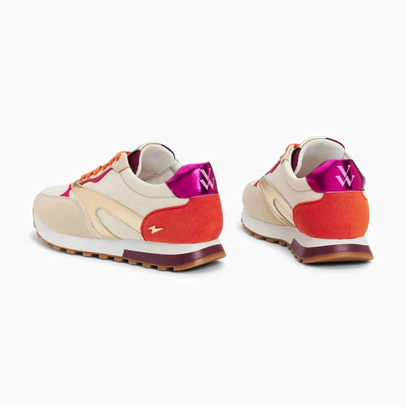Vanessa Wu Sneakers | Baskets Jade Or Et Orange A Semelle Running