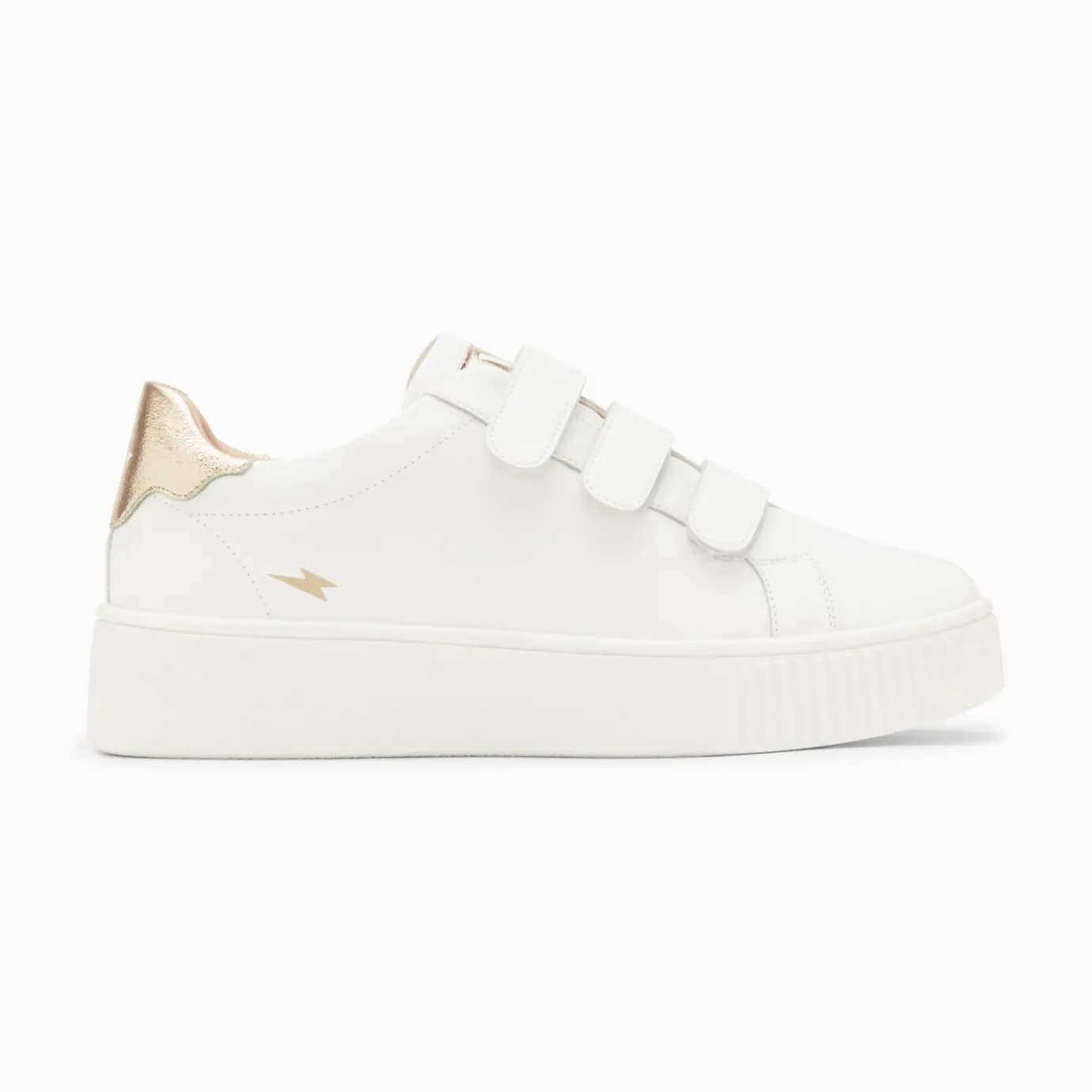 Vanessa Wu Sneakers | Baskets Mini Eclair Solange Blanc Et Or A Scratchs