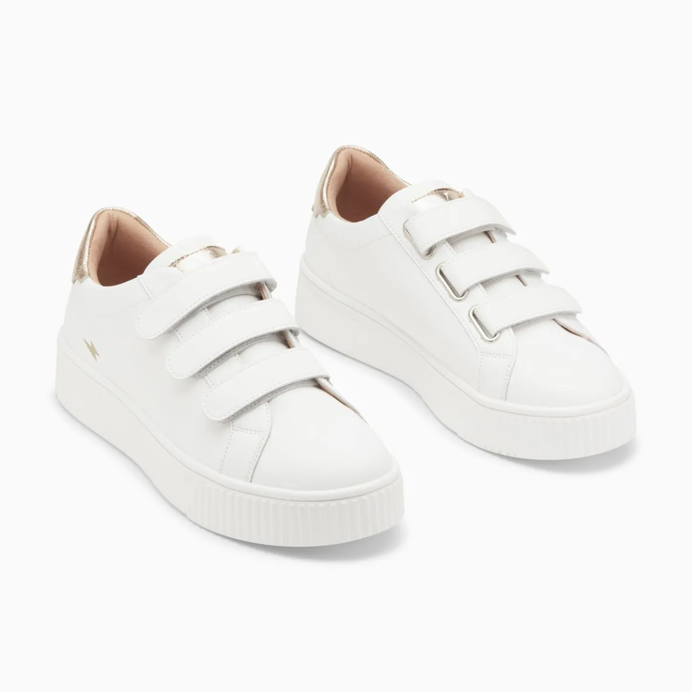 Vanessa Wu Sneakers | Baskets Mini Eclair Solange Blanc Et Or A Scratchs