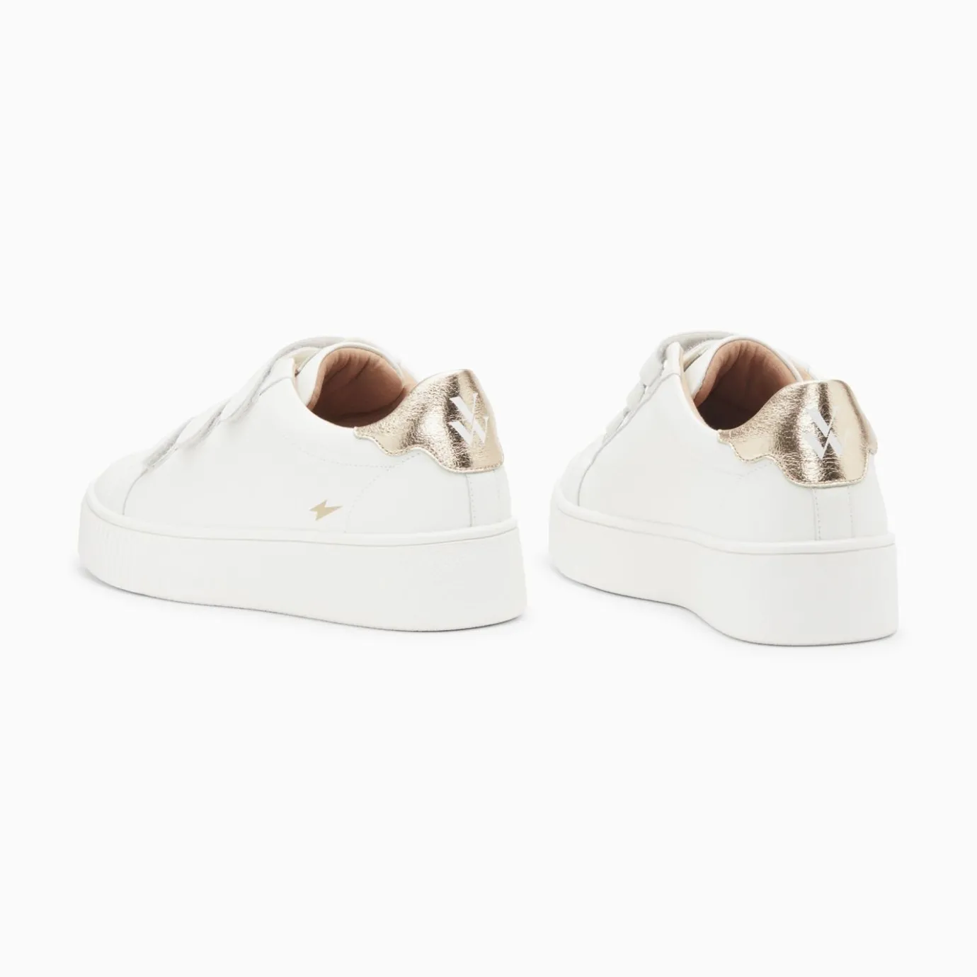 Vanessa Wu Sneakers | Baskets Mini Eclair Solange Blanc Et Or A Scratchs