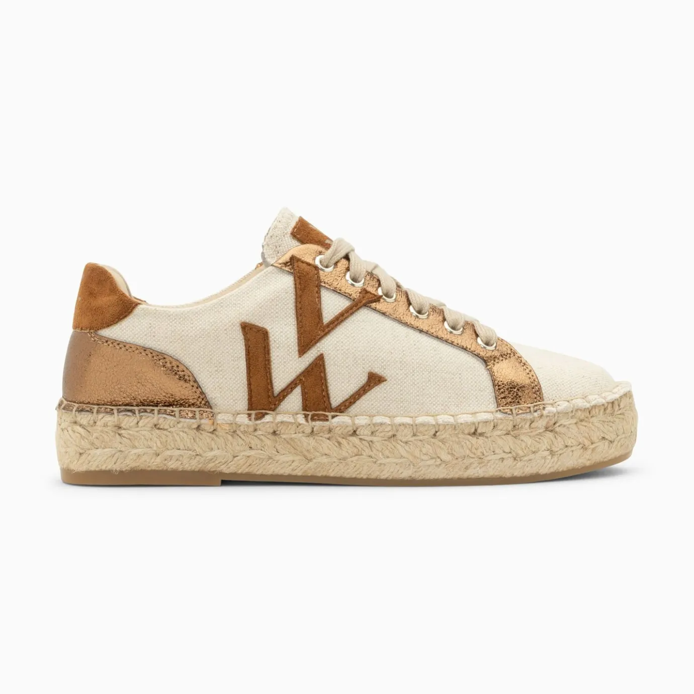Vanessa Wu Sneakers | Baskets Monogramme Aurore Cafe Et Bronze A Semelle Espadrille