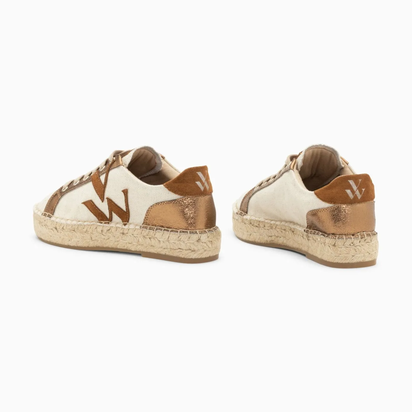 Vanessa Wu Sneakers | Baskets Monogramme Aurore Cafe Et Bronze A Semelle Espadrille