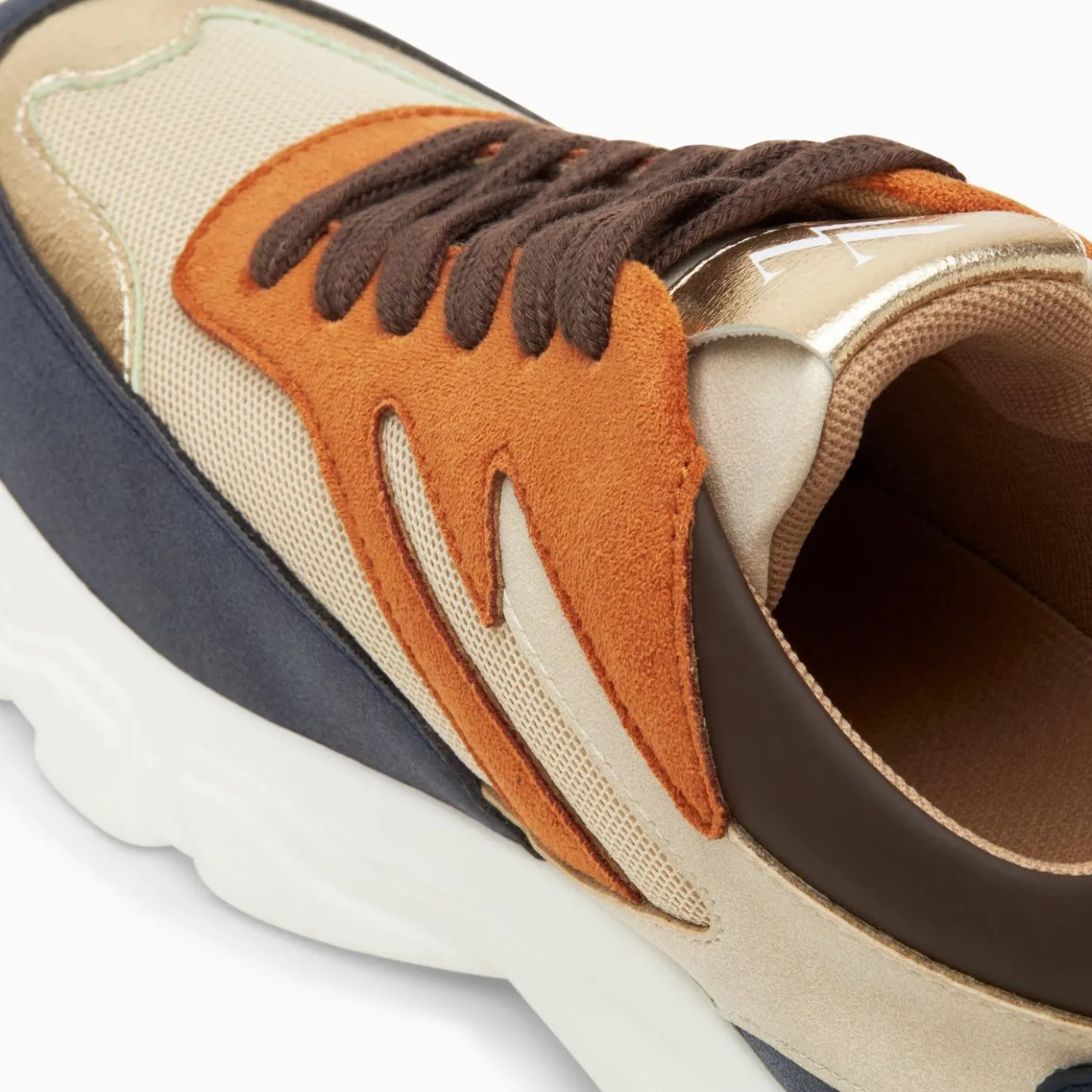 Vanessa Wu Sneakers | Baskets Ruth Bleu, Beige Et Orange A Semelle Oversize