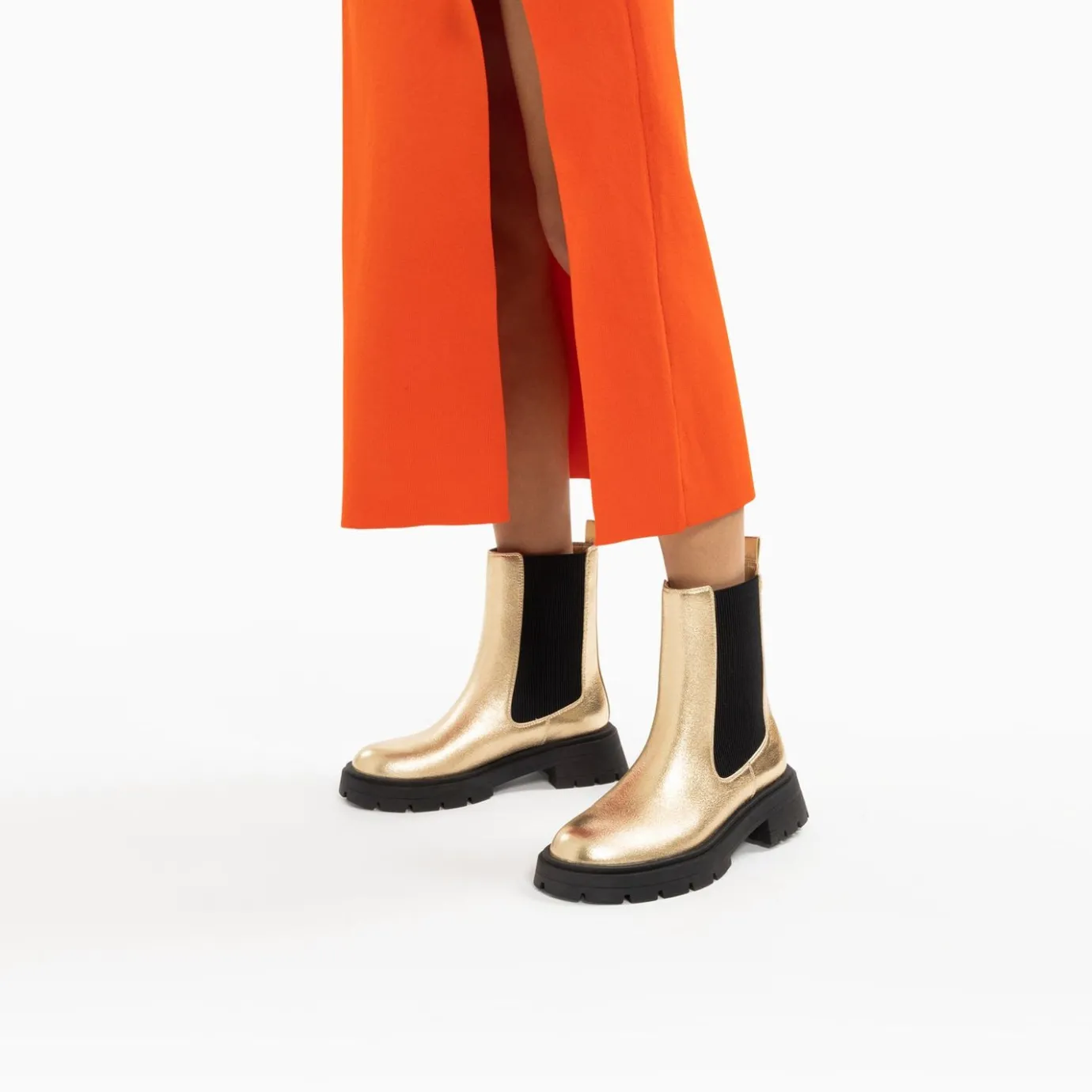 Vanessa Wu Bottines | Bottines Chelsea Phoebe Or A Semelle Oversize