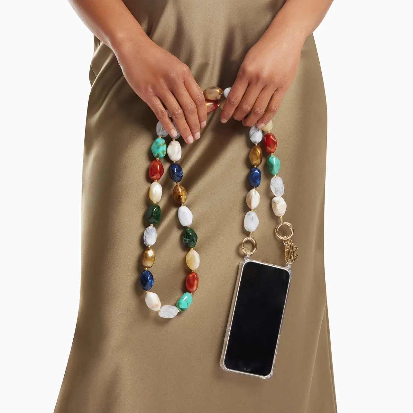 Vanessa Wu Accessoires Pour Téléphone | Chaine De Telephone Livia En Pierres Multicolores