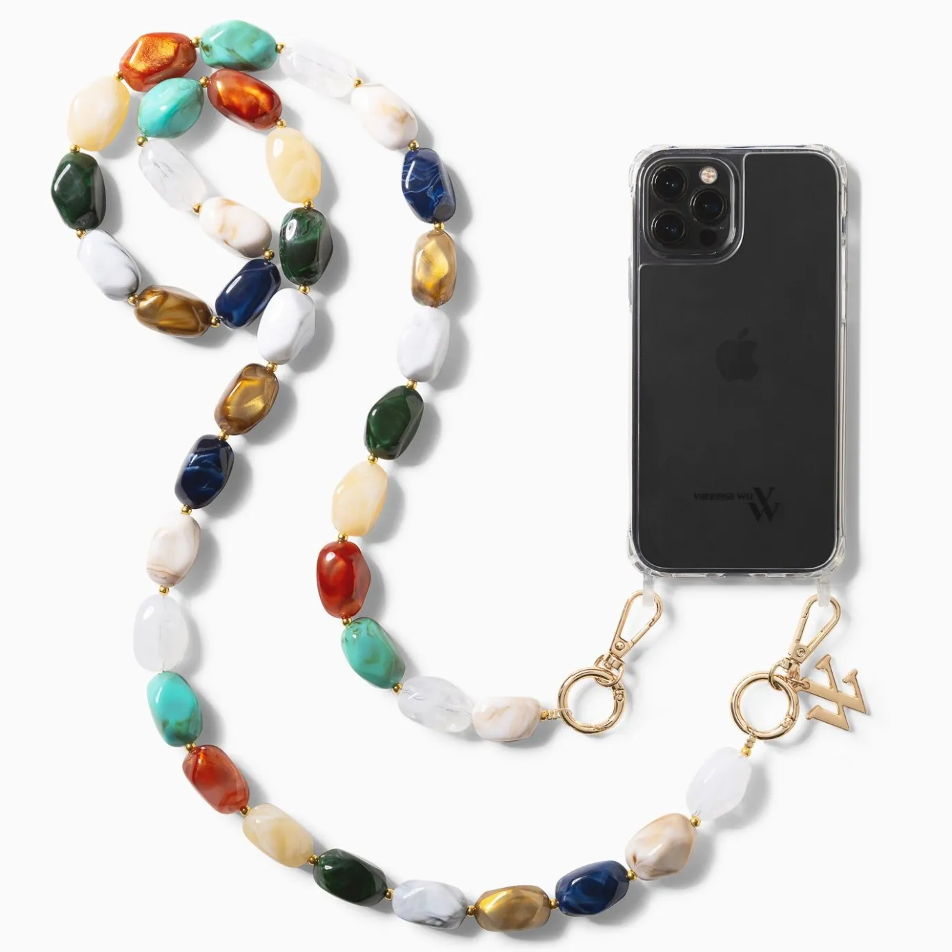 Vanessa Wu Accessoires Pour Téléphone | Chaine De Telephone Livia En Pierres Multicolores