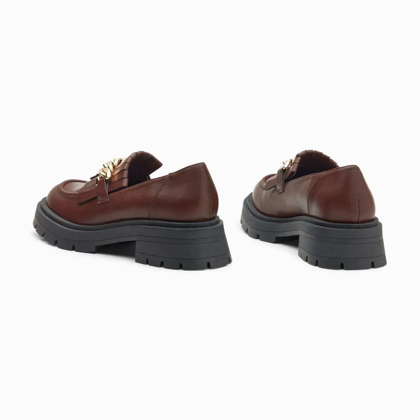 Vanessa Wu Mocassins, Derbies, Ballerines | Mocassins Angele Marron A Chaine Or Et Semelle Crantee