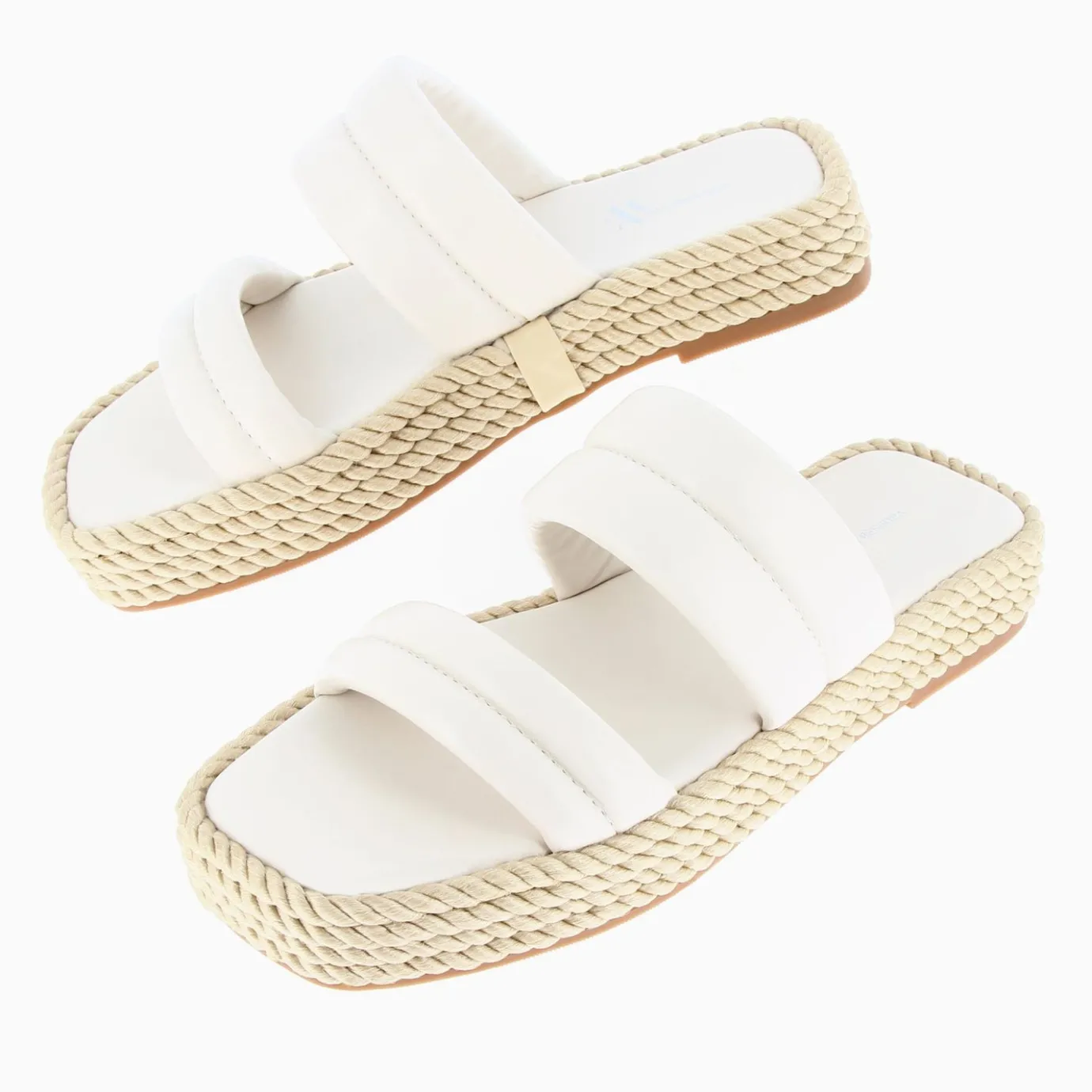 Vanessa Wu Sandales Plates | Mules Nala Beige Clair A Plateforme Cordes